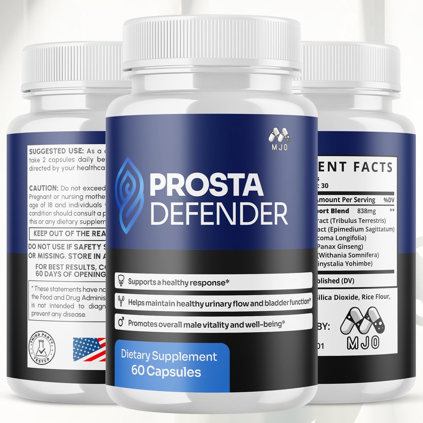 (3 Pack) Prosta Defender Capsules, Official Prostadefender Pills with All Natural Ingredients, Advanced Overall Health and Wellness Supplement, Natural Maximum Strength Vitamin Formula (180 Capsules) MJO