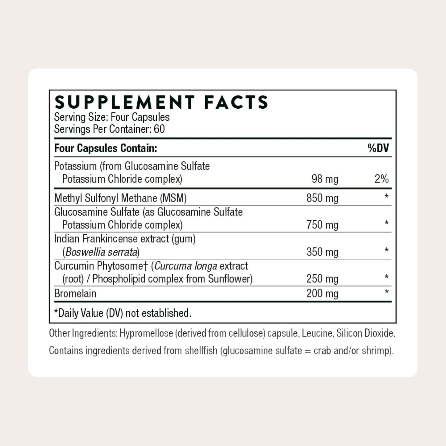 THORNE - Joint Support Nutrients - Formulated with Glucosamine, MSM, Curcumin, Bromelain, Boswellia & Potassium for Joint Support* - Third-Party Certified - Gluten, Dairy & Soy-Free - 240 Capsules THORNE
