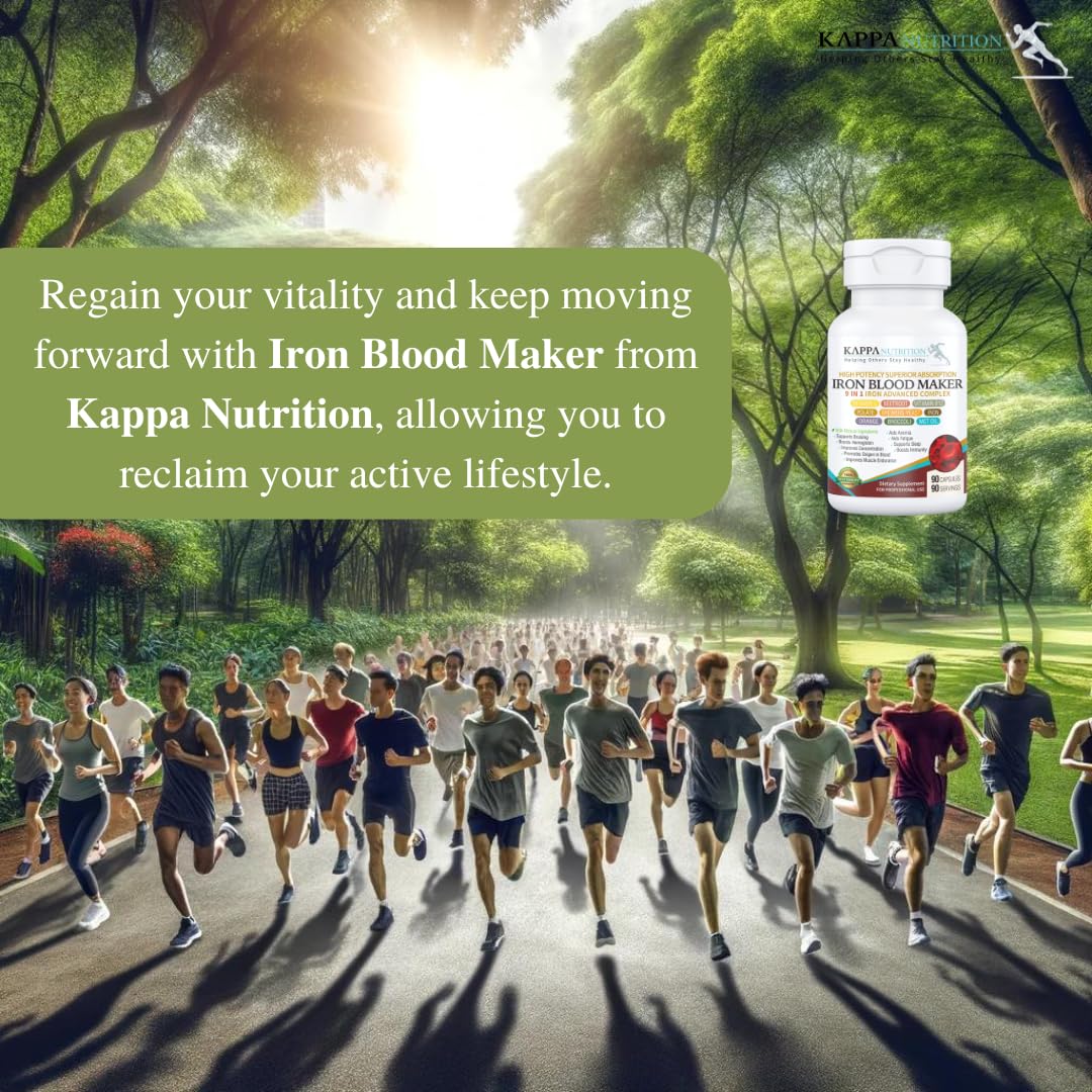 KAPPA NUTRITION Iron 26mg, Vitamin C & Orange 150mg, Folate 667mcg DFE, Vitamin B12, Beetroot, Brewers Yeast, Broccoli & MCT Oil KAPPA NUTRITION