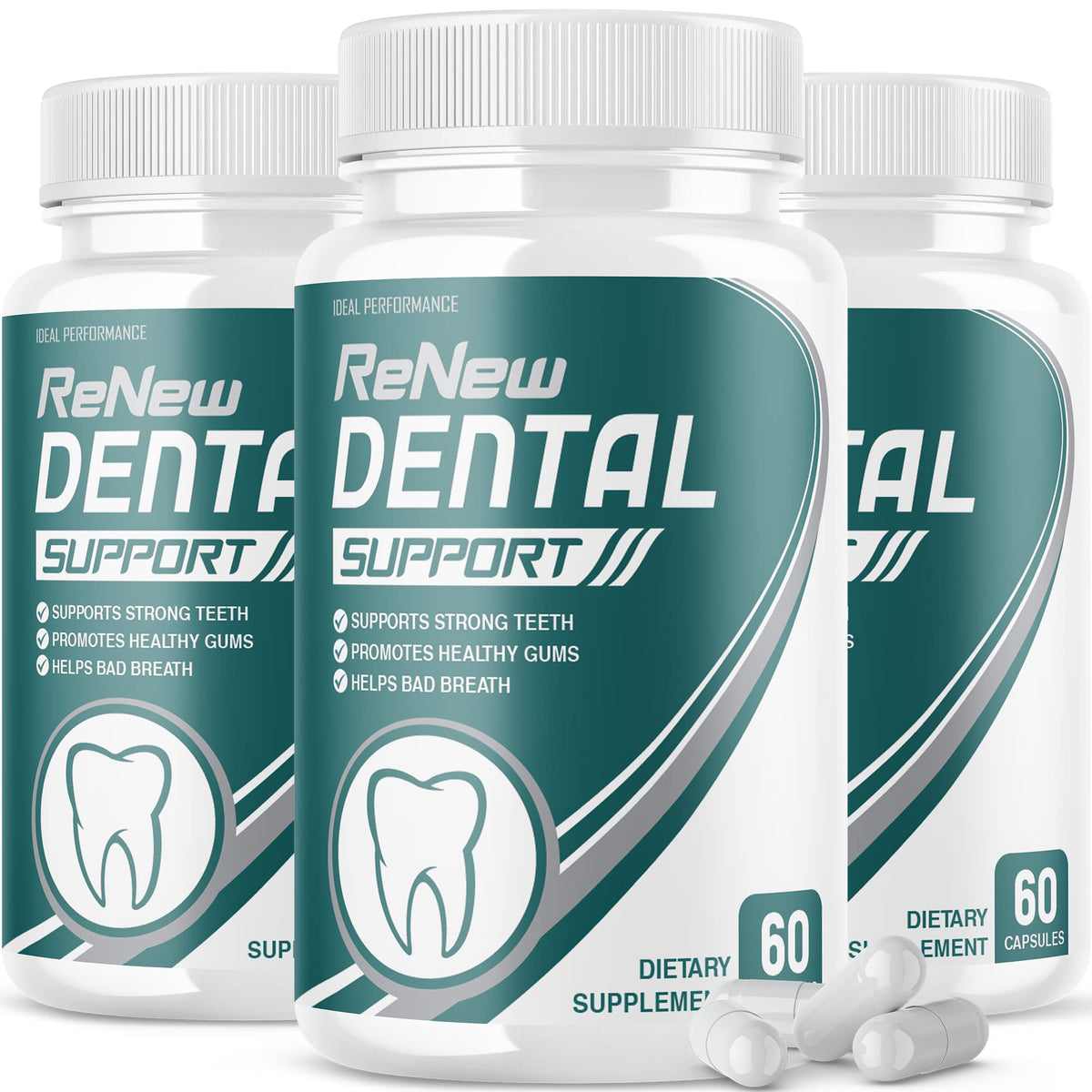 IDEAL PERFORMANCE (3 Pack) Renew Dental Support Pills Cleanser (180 Capsules) IDEAL PERFORMANCE