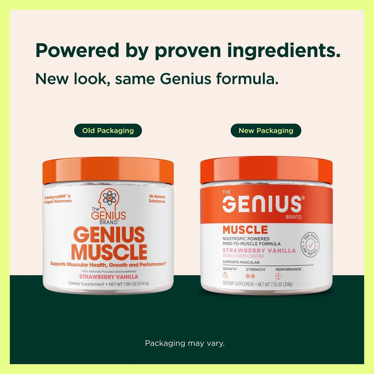 The Genius Brand Genius Muscle - Muscle Health Supplement for Growth, Endurance & Recovery - Non-Hormonal Formula - 6 Organic Mushrooms - Naturally-Sweetened - 30 Servings - Strawberry Vanilla The Genius Brand