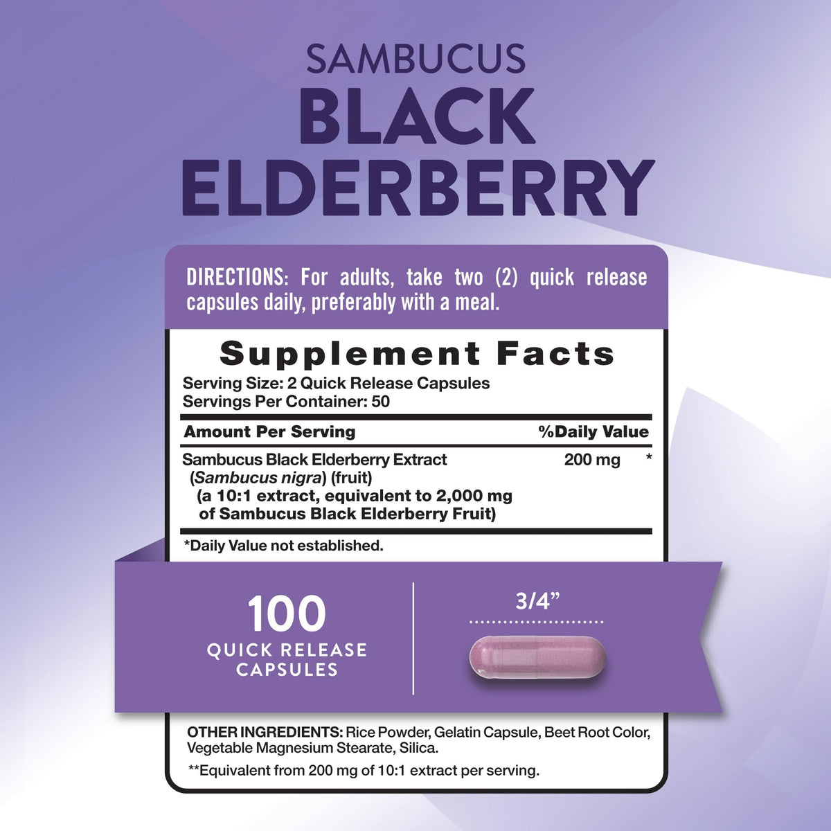 Nature's Truth Black Elderberry Capsules | 100 Count | Super Concentrated Sambucus Extract | Non-GMO and Gluten Free Supplement Nature's Truth