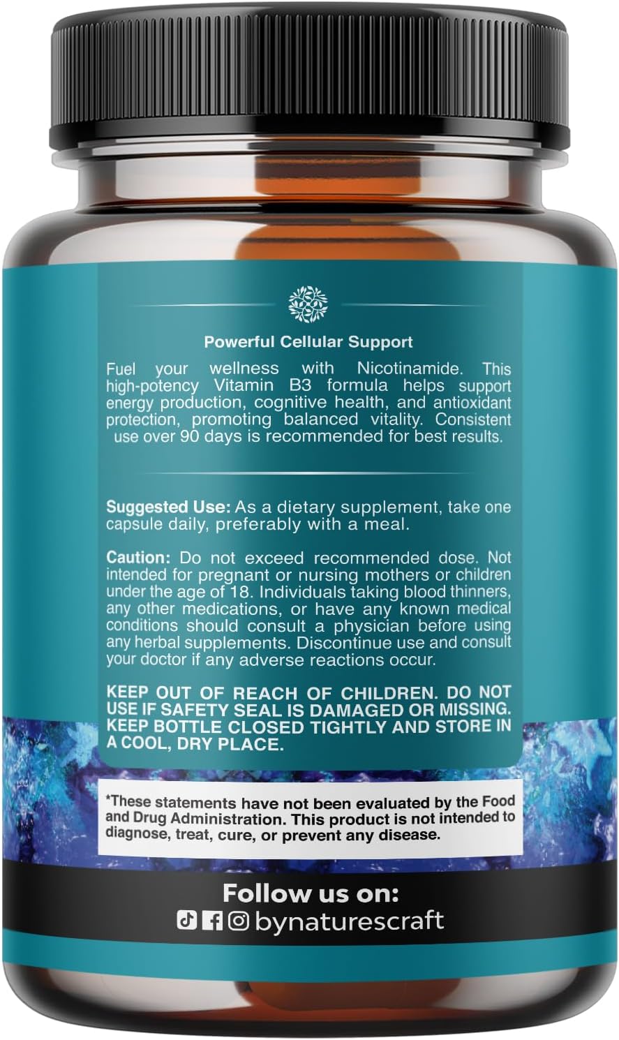 Vitamin B3 Niacinamide 500mg Capsules - Mitochondrial Energy and Potent Skin Supplement - Vitamin B3 Niacin Flush Free and Nicotinamide 500mg - Flush Free Niacin Supplement - 60 Count Gsupps Australia