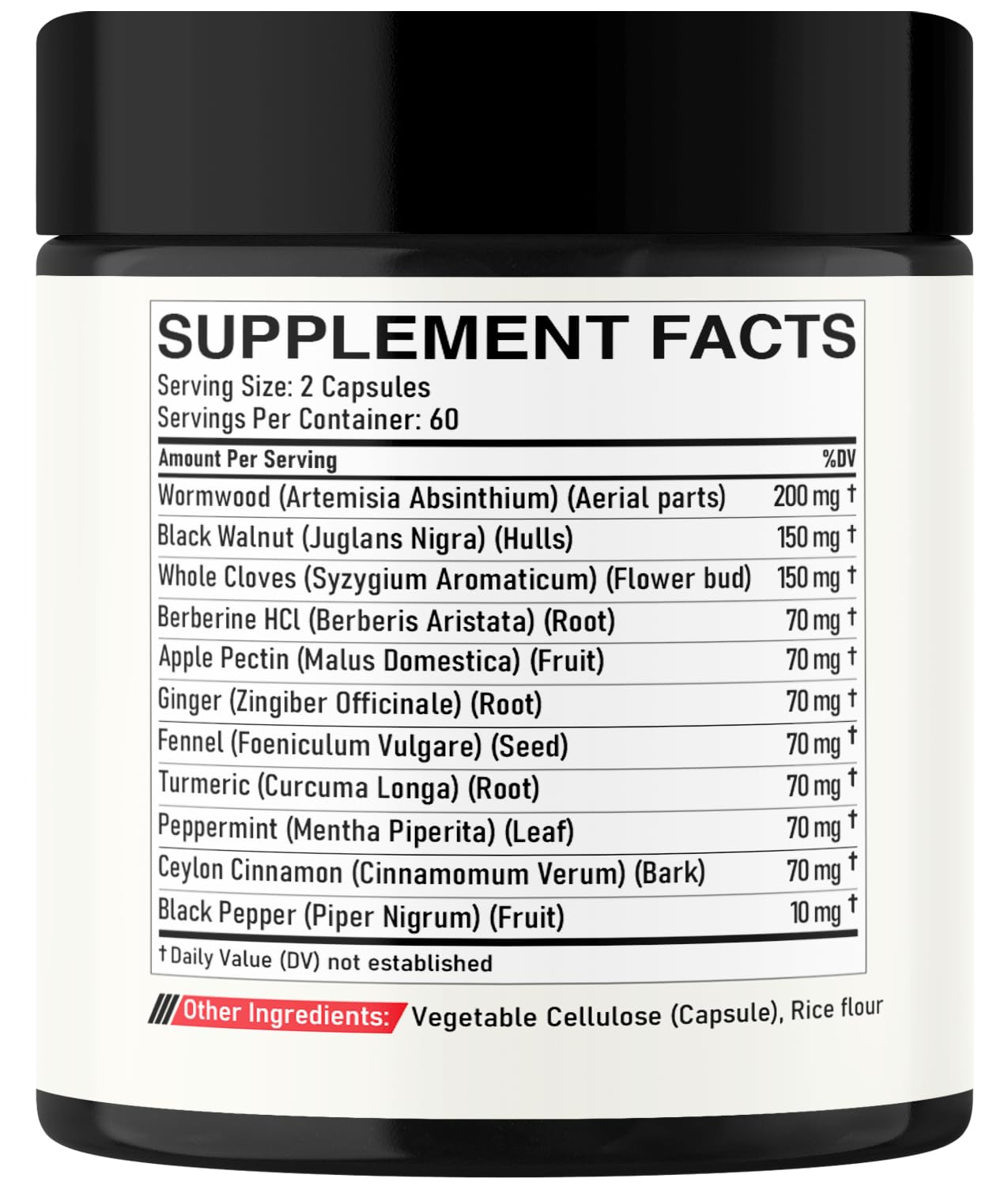 DEDICAD Wormwood Supplement - 120 Capsules Extracted from Black Walnut, Cloves, Turmeric, Apple, Berberine HCl & More - 11 Ingredients Combined for Immune System - 2-Month Supply DEDICAD