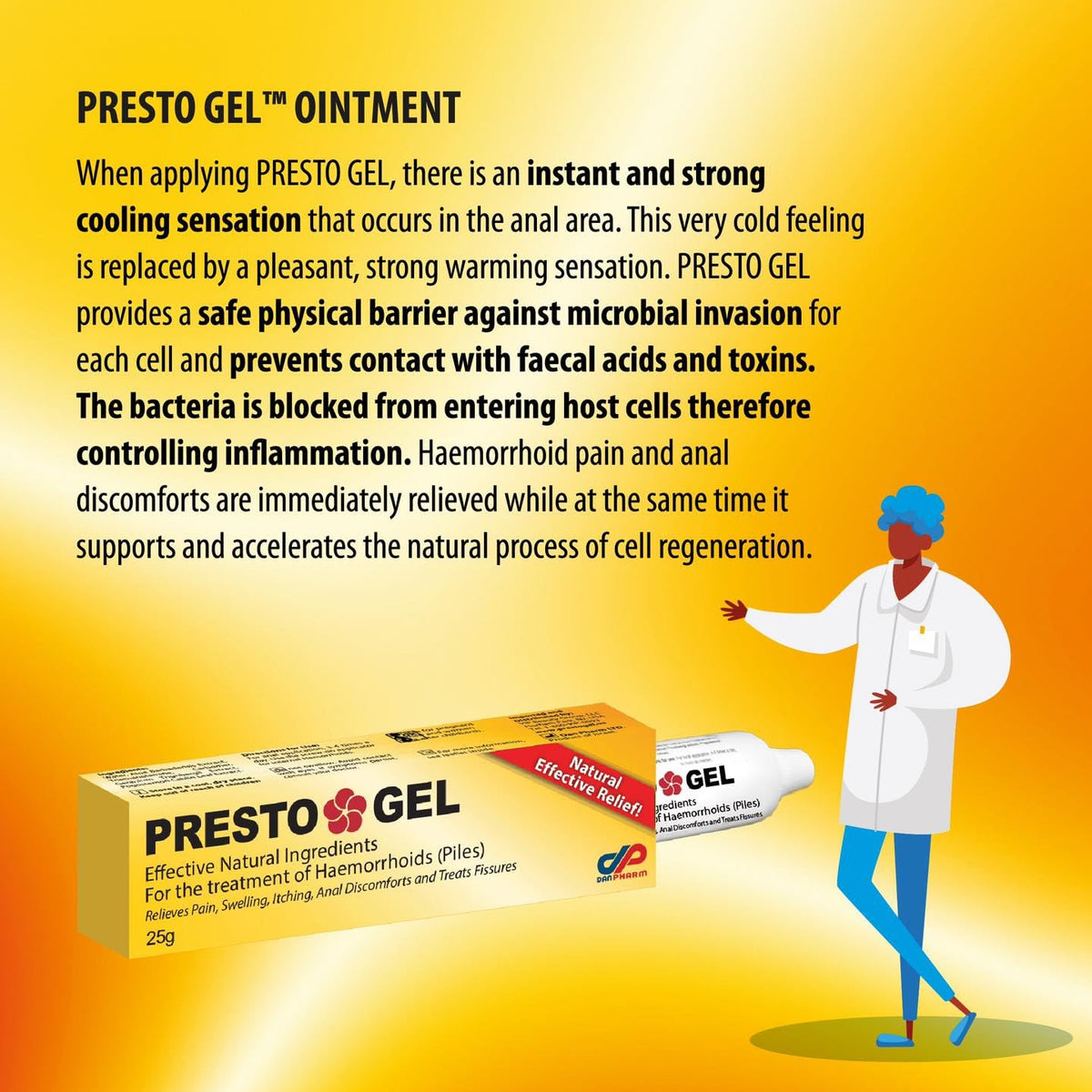 DR. SCHAVIT Presto Gel for Internal and External Hemorrhoids (Piles). A Natural Hemorrhoid Treatment Hemorrhoid Cream. Immediate Relief 25gr DR. SCHAVIT