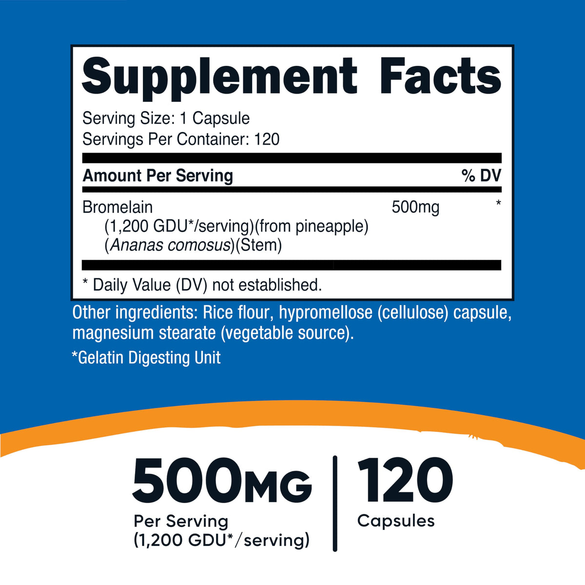 Nutricost Bromelain 500mg, 120 Vegetarian Capsules - Bromelain (1200 GDU), Non-GMO, Gluten Free Nutricost