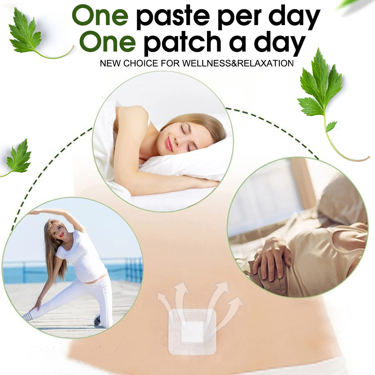 Bubchen Mugwort Belly Patch,30Pcs Natural Wormwood Essence and 30Pcs Belly Sticker BURWSEKK