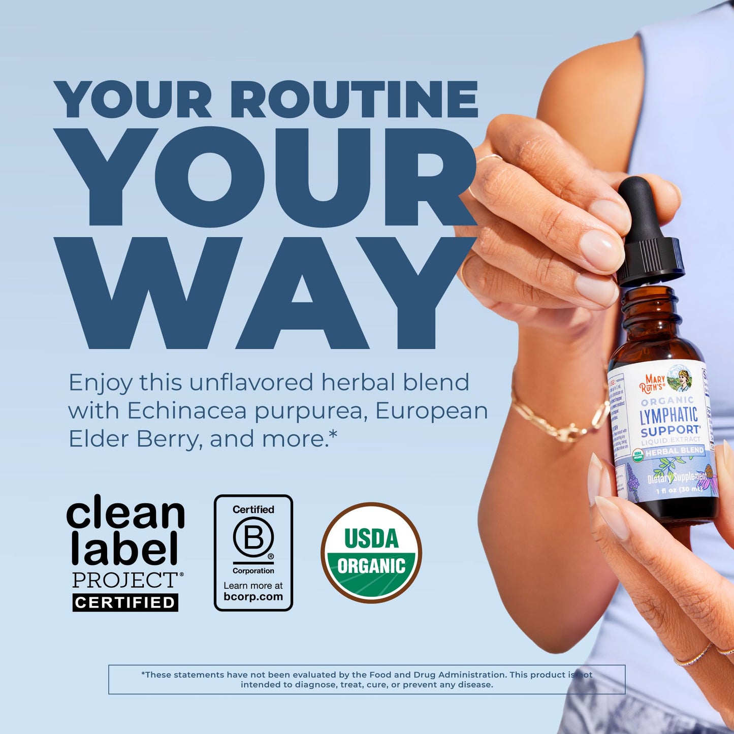 MARYRUTH'S Lymphatic Support Liquid Drops USDA Organic | Herbal Blend with Echinacea & Elderberry | Blue Vervain MARYRUTH'S