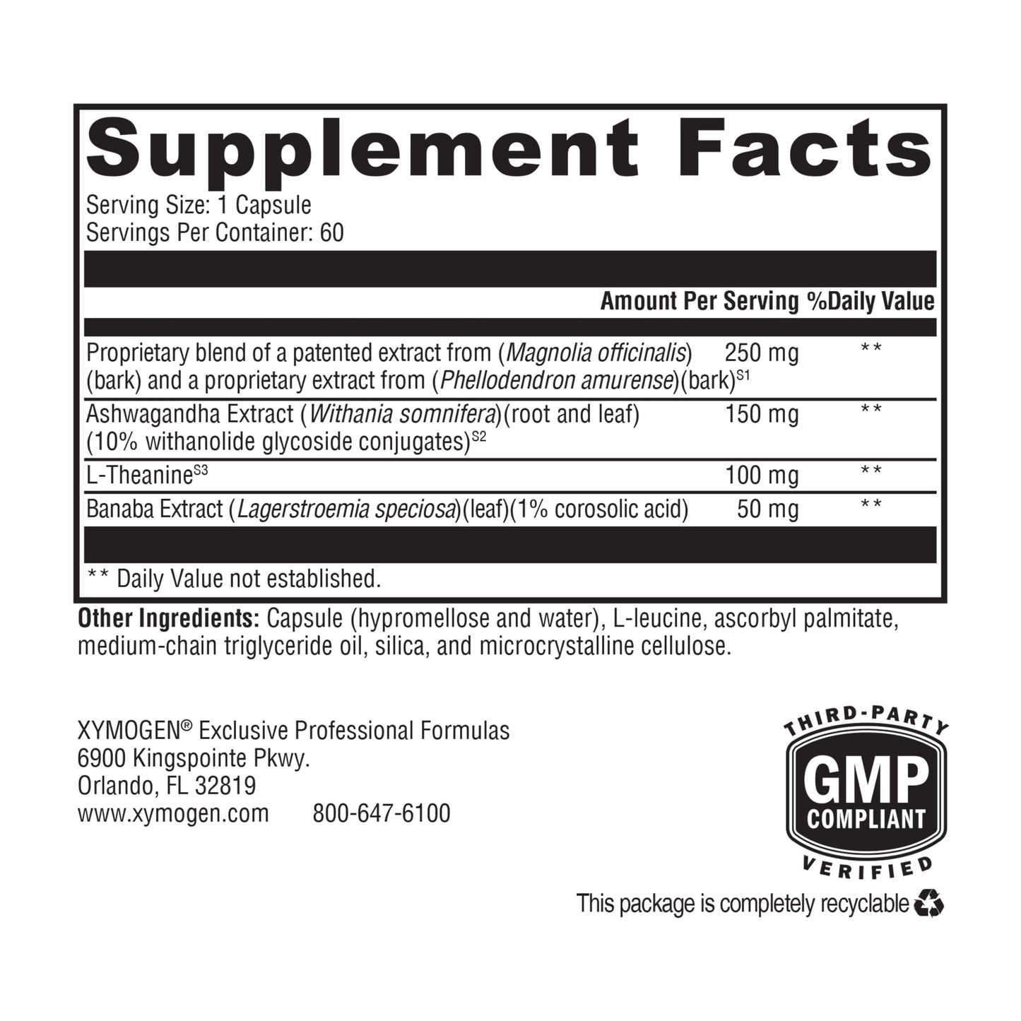 XYMOGEN Cortisolv Cortisol Supplement - Ashwagandha Supplement with L Theanine to Support Healthy Cortisol Levels, Energy, Relaxation and Mental Clarity (60 Capsules) XYMOGEN