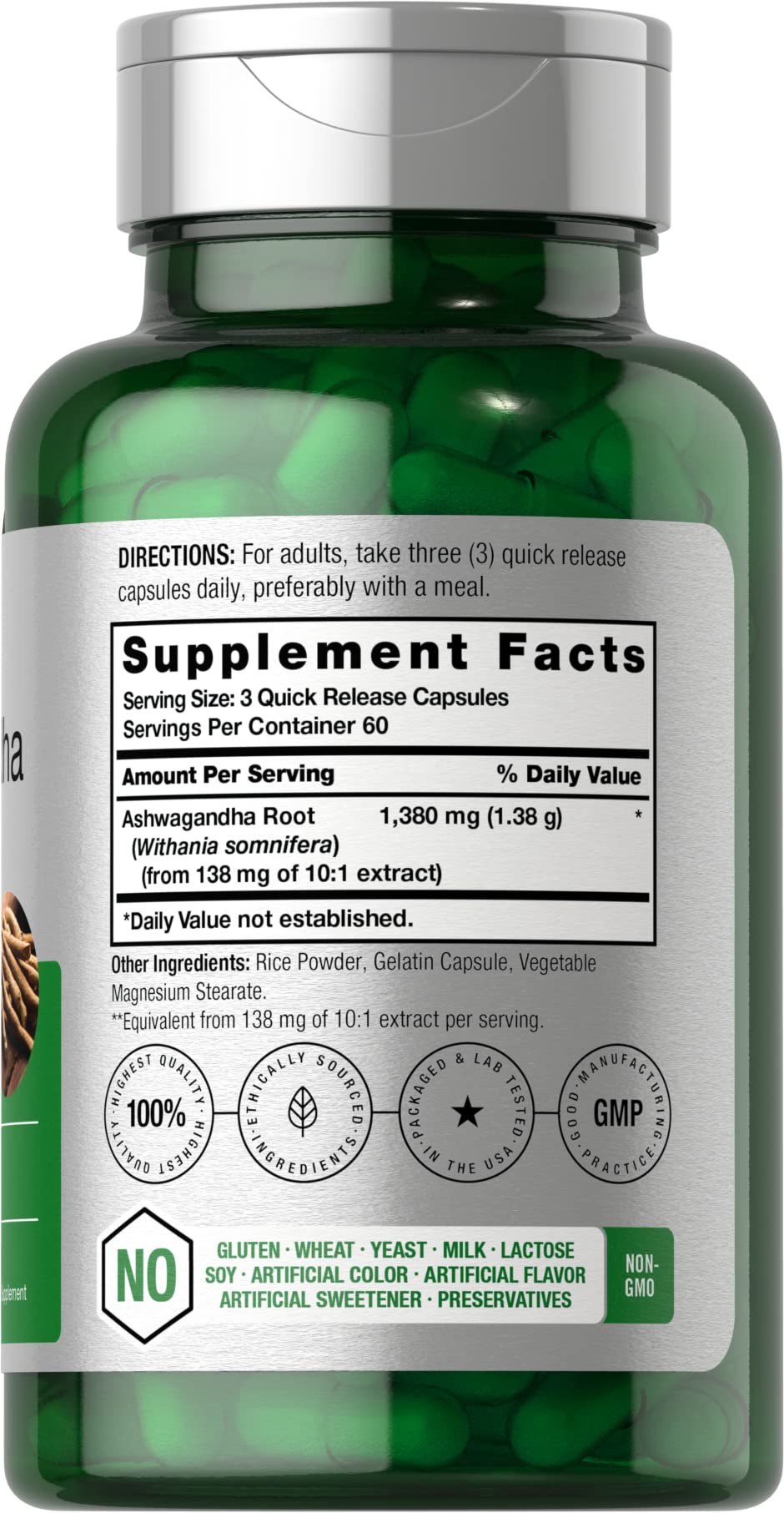 Horbäach Ashwagandha Root Supplement | 180 Capsules | for Women and Men | Herbal Extract | Non-GMO, Gluten Free Horbäach