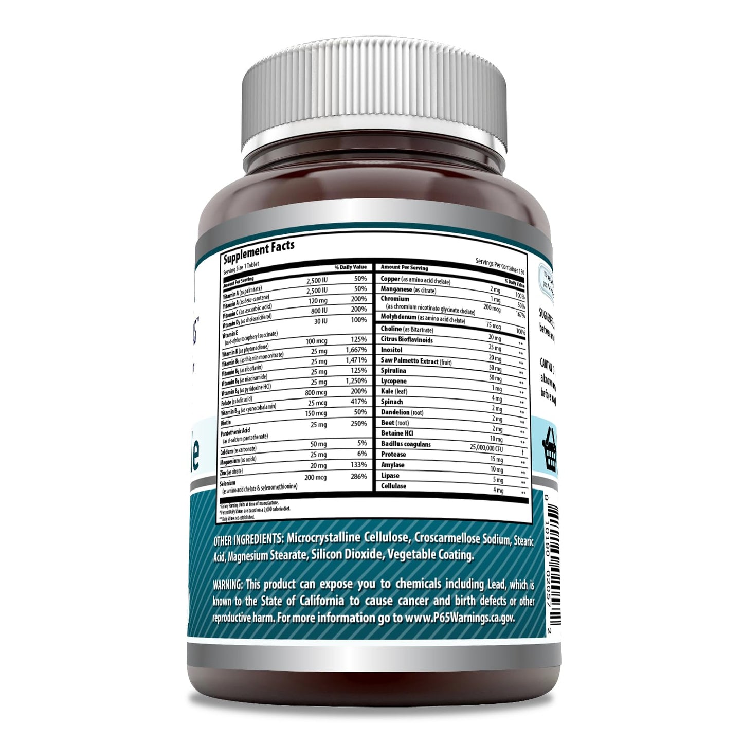 Amazing Formulas Men's One Multivitamin Supplement | Food Based | 150 Tablets | Perfect Blend of Vitamins, Minerals & Probiotics | Non-GMO | Gluten-Free | Made in USA Amazing Nutrition