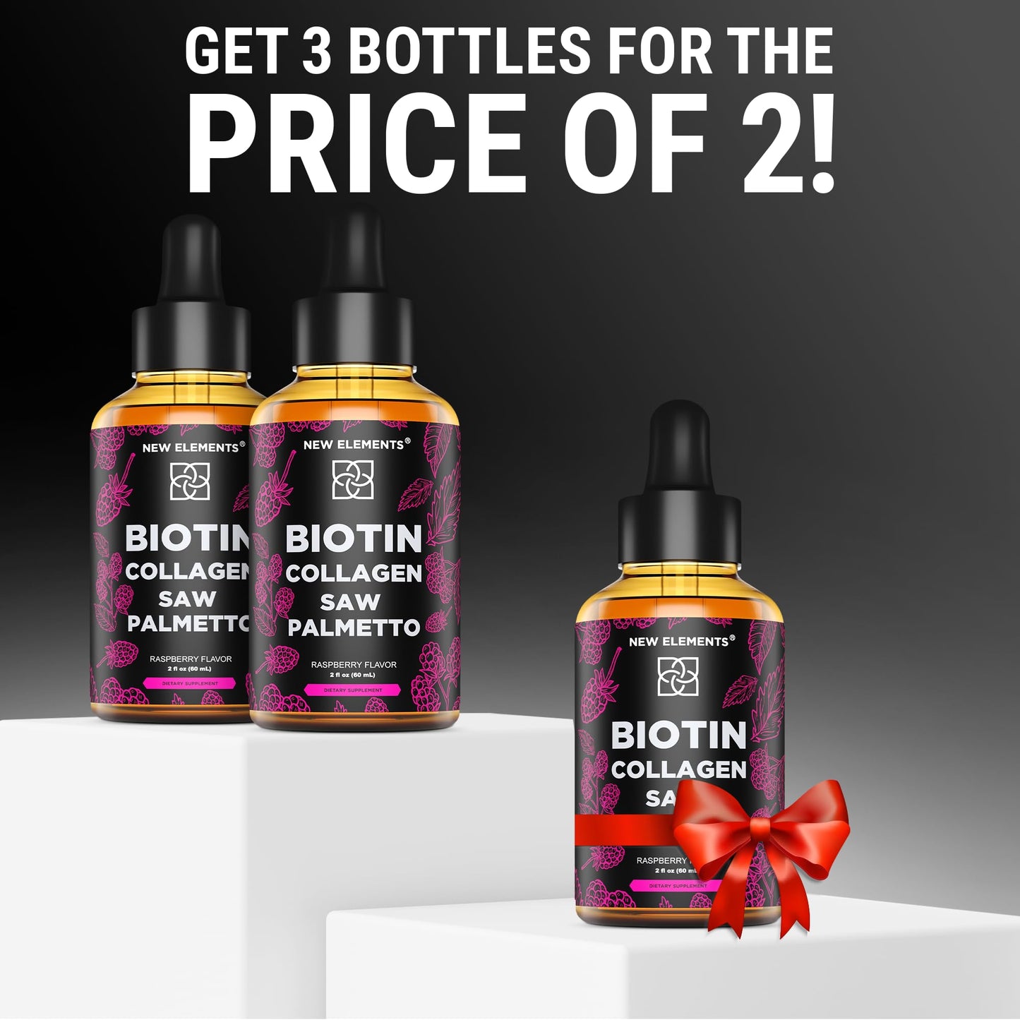 Liquid Biotin with Collagen & Saw Palmetto Extract for Women and Men | Hair Growth New Elements