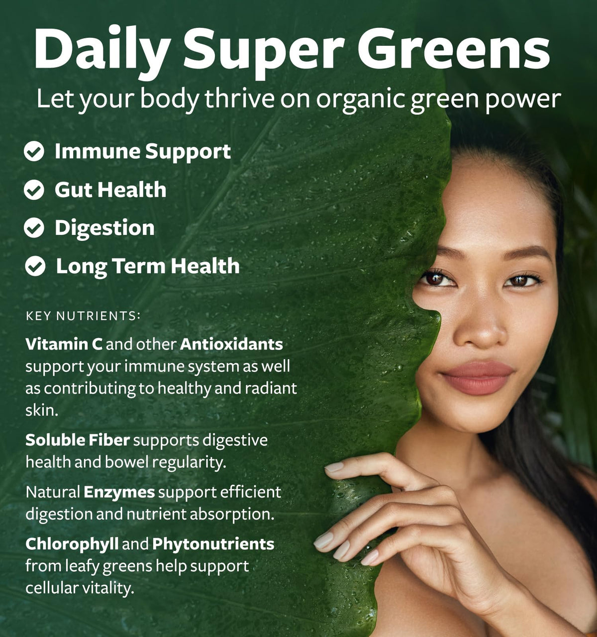 USDA Organic Super Greens Supplement - Organic Greens Fruits and Vegetable Supplement for Adults with 28 Superfood Complex with Superfruits Roots Herbs & More - Vegan & Non-GMO (Up to 1 Month Supply) Healths Harmony