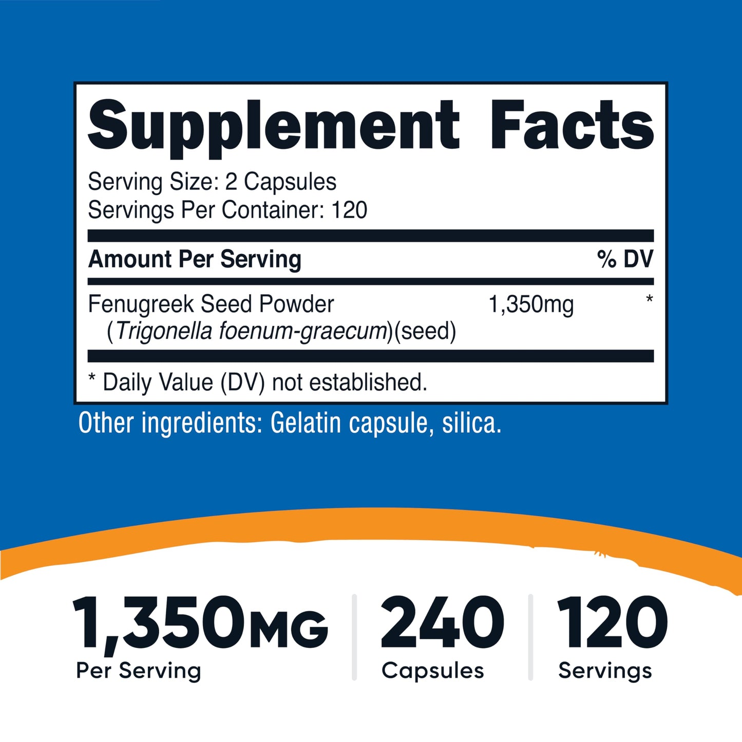 Nutricost Fenugreek Seed 1350mg, 240 Capsules - Gluten Free, Non-GMO, 675mg Per Capsule Nutricost
