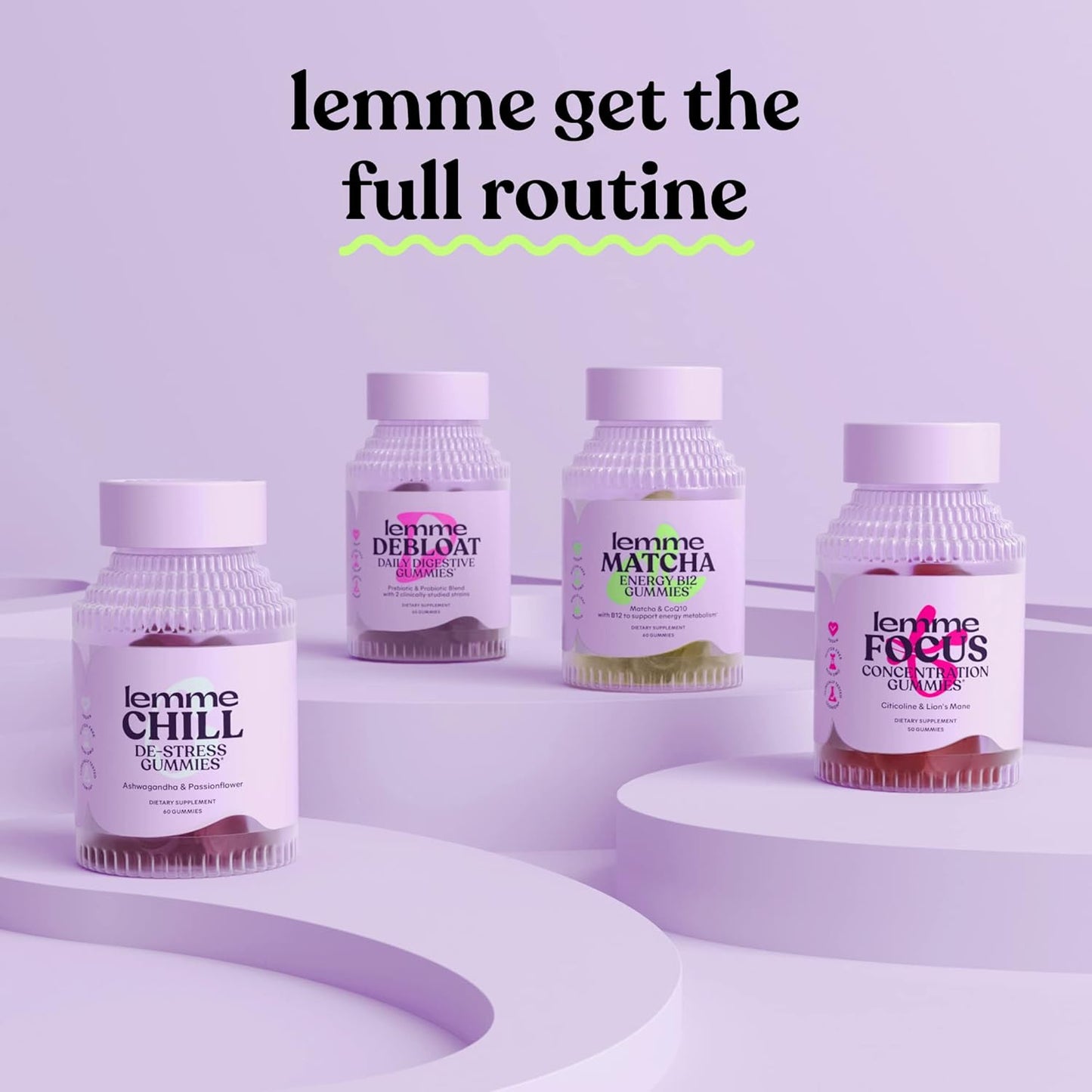 Lemme Focus Concentration & Brain Health Gummies with Cognizin Citicoline, Lion's Mane Mushroom, Vitamin B12 to Support Focus + Concentration - Gluten Free, Caffeine Free, Strawberry (50 Count) Gsupps Australia