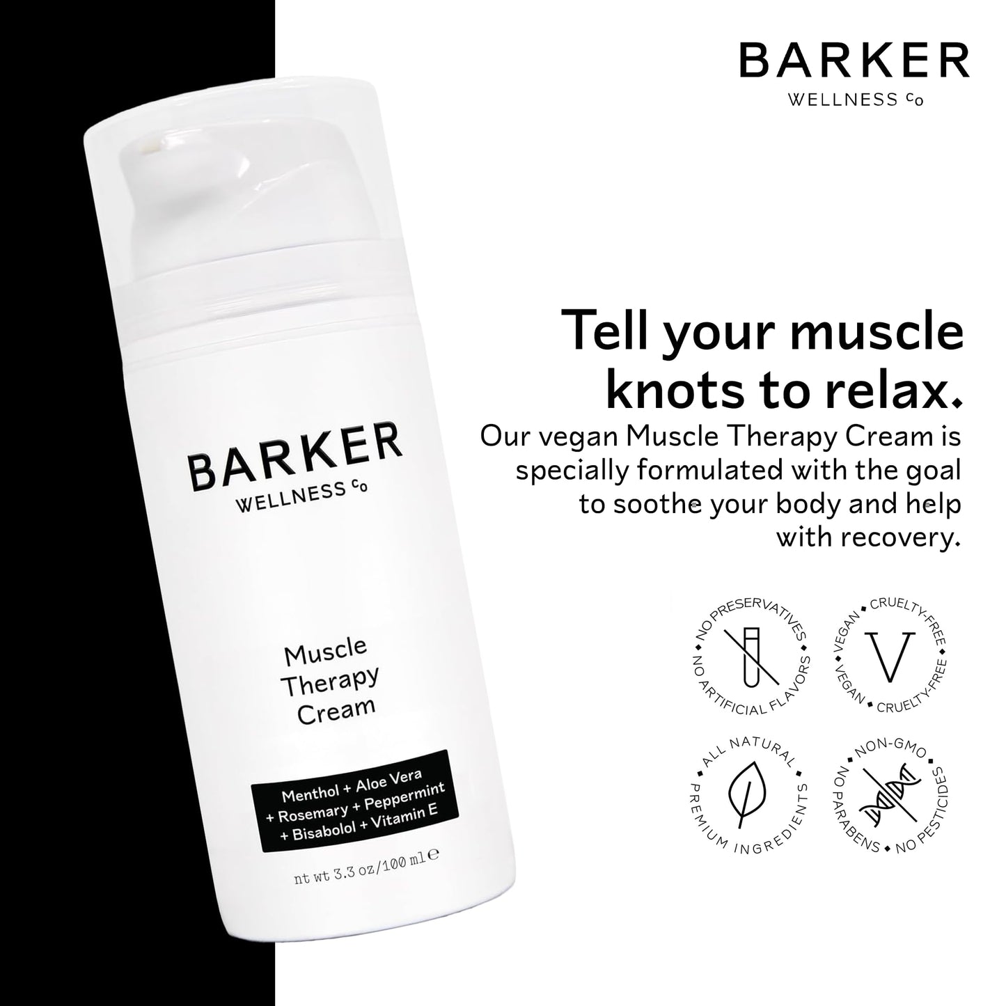 Barker Wellness Soothing Muscle Therapy Cream | Advanced Joint & Muscle Relief for Recovery & Relaxation | Enriched with Antioxidants & Moisturizing Vitamin E | All-Natural Vegan Formula (100ml) Barker Wellness Co