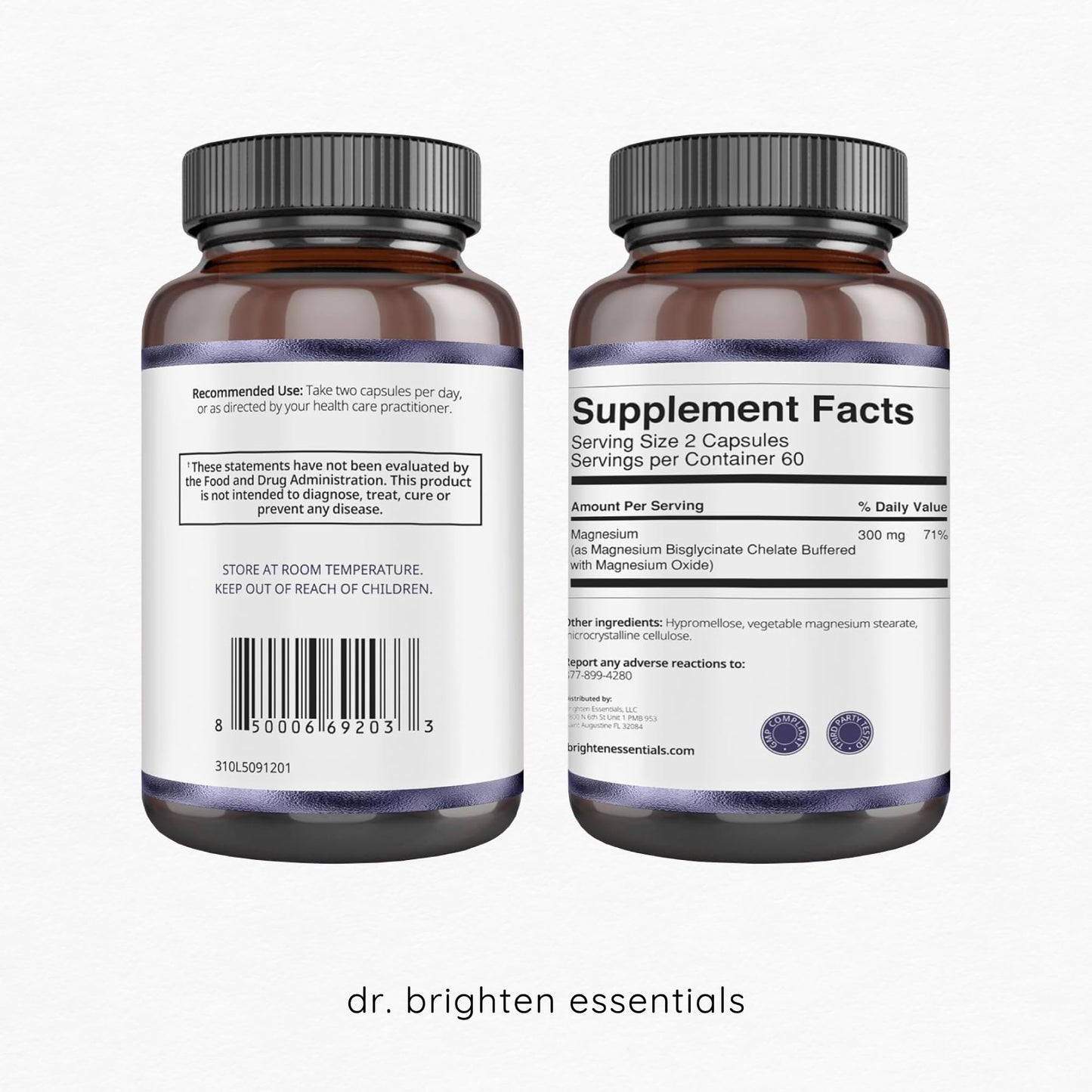 Dr. Brighten Magnesium Plus (as Magnesium Bi-glyncinate) - Beneficial in Maintaining a Healthy Mood, Sleep, Hormone Balance and Reducing Symptoms of PMS and Menstrual Cramps Dr. Brighten