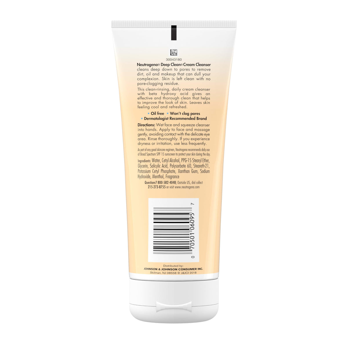 Neutrogena Deep Clean Facial Cream Cleanser, 7 fl. oz Neutrogena