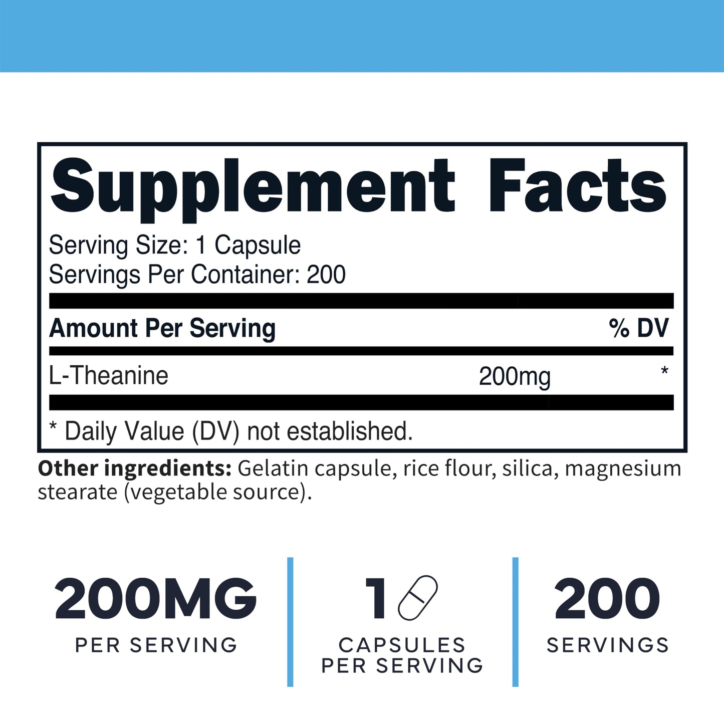 Type Zero L-Theanine (200mg) 200 Capsules - Clean L-Theanine Supplement, Keto, GMO-Free Type Zero