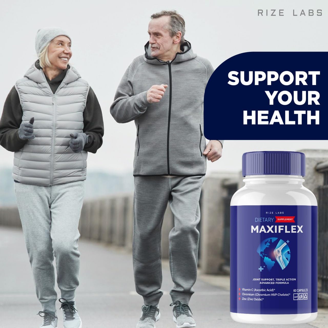 rize labs - Maxi Flex All Natural Suppplement, Capsules for Joint Support, Pills for Mobility and Flexibility, Advanced Formula Supplement, Triple Action (300 Capsules) rize labs