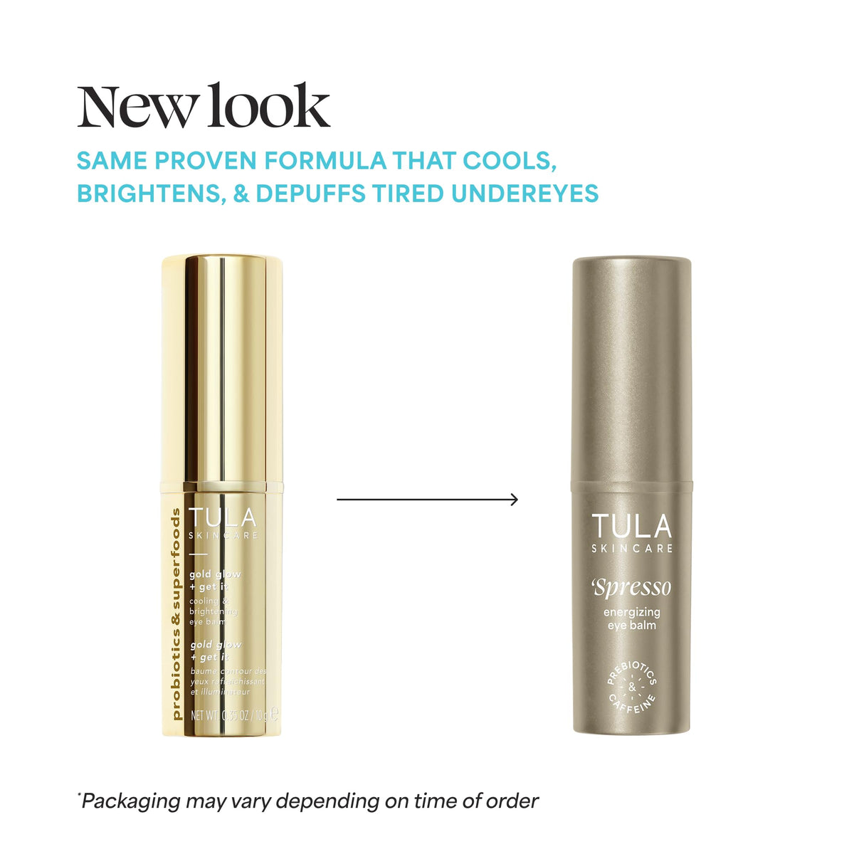 TULA Skin Care ‘Spresso Energizing Eye Balm, Gold Glow - Energizing & Hydrating Caffeine Under Eye Treatment for Dark Circles, Portable and Perfect to Use On-the-go, 0.35 oz. TULA