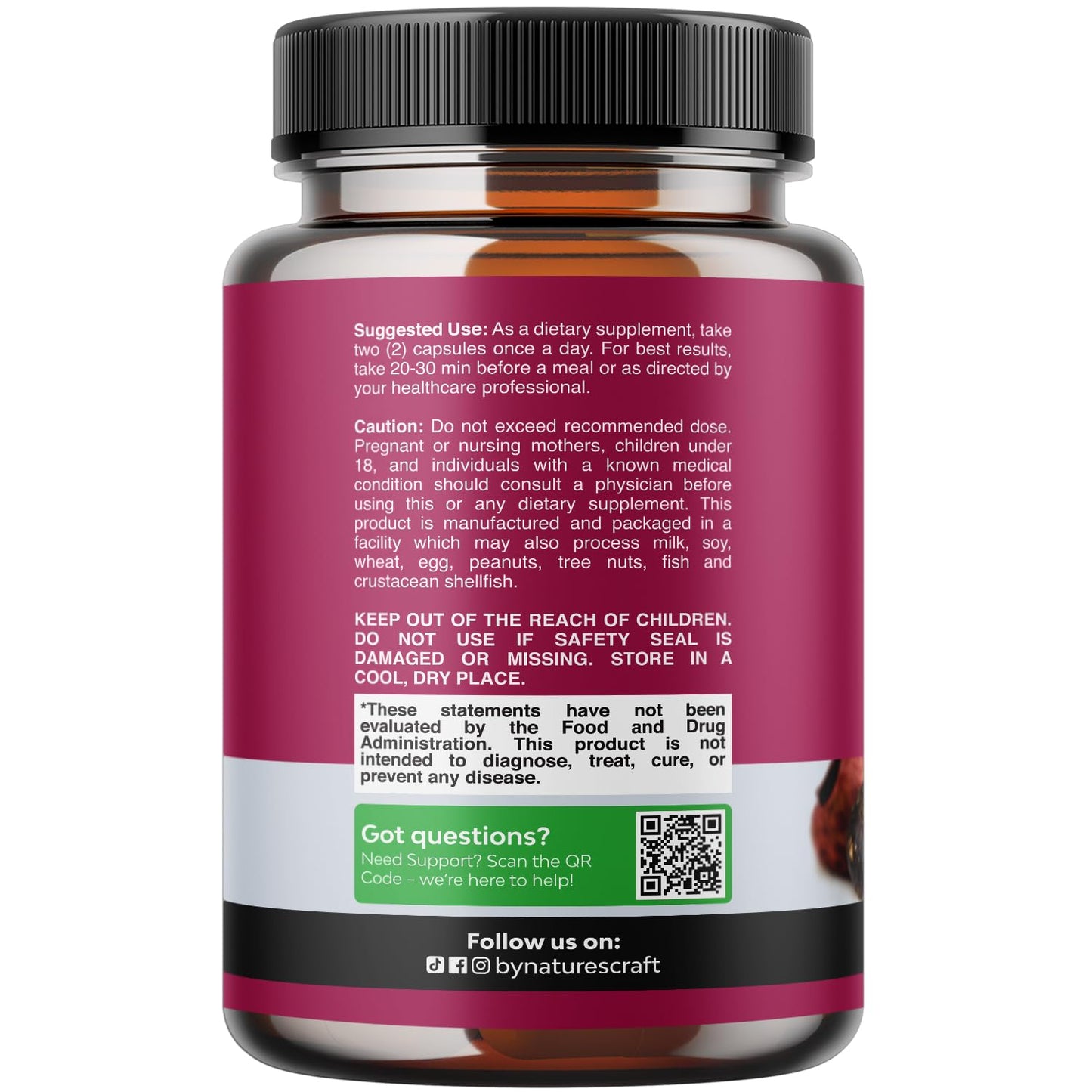 Maca Root Capsules for Women - Potent Herbal Supplement with Female Enhancing Blend of Red Yellow & Black Maca Root - Non-GMO Certified Vegan and Gluten-Free with No Artificial Colors - 30 Count Natures Craft