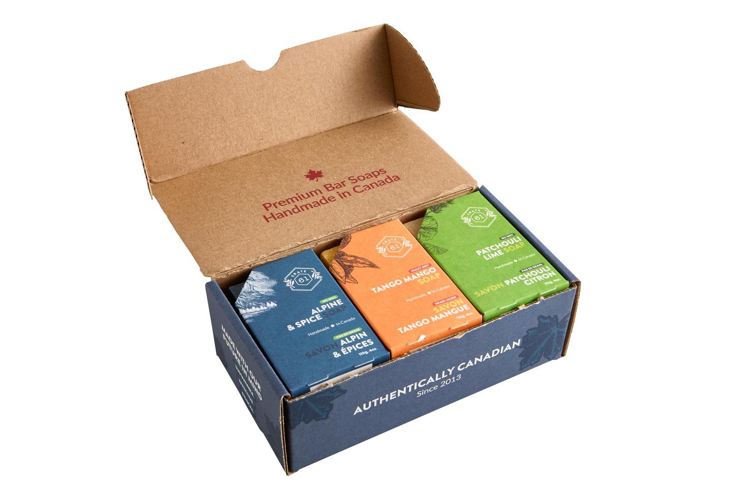 Crate 61 Organics, Handmade in Canada, Plant Based Cold Process Natural Bar Soap, With Premium Essential Oils, Dry Skin, Pack of 6 (For Him) Crate 61 Organics