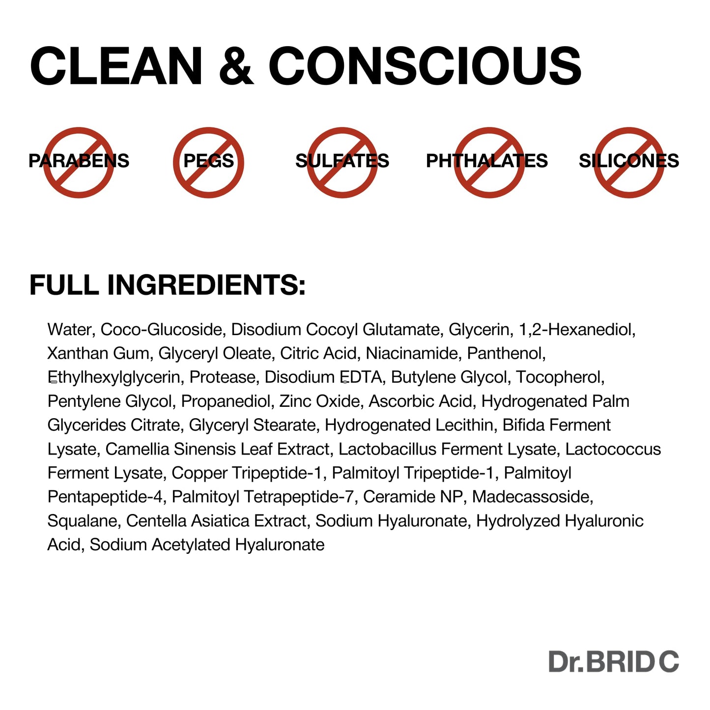 Dr.BRID C Soothing Jelly Cleanser - Amino Acid Face Wash with Peptides & Protease, Low-pH Pore Purifying & Texture Smoothing Facial Cleanser for Sensitive Skin, Fragrance-Free, 3.38 fl.oz. Dr.BRID C