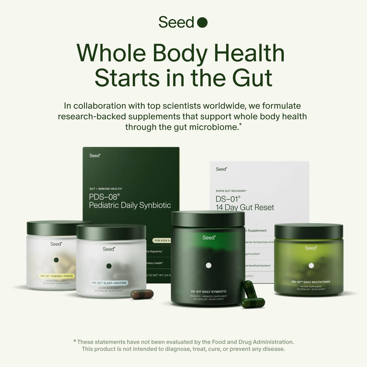 Seed DM-02 Daily Multivitamin - 100% DV Essential Vitamins and Minerals for Women & Men - Helps Fill Daily Nutrient Gaps - Immune, Bone, Hair, Skin & Nails Health - Vegan - 30 Capsules (30-Day Supply) Seed