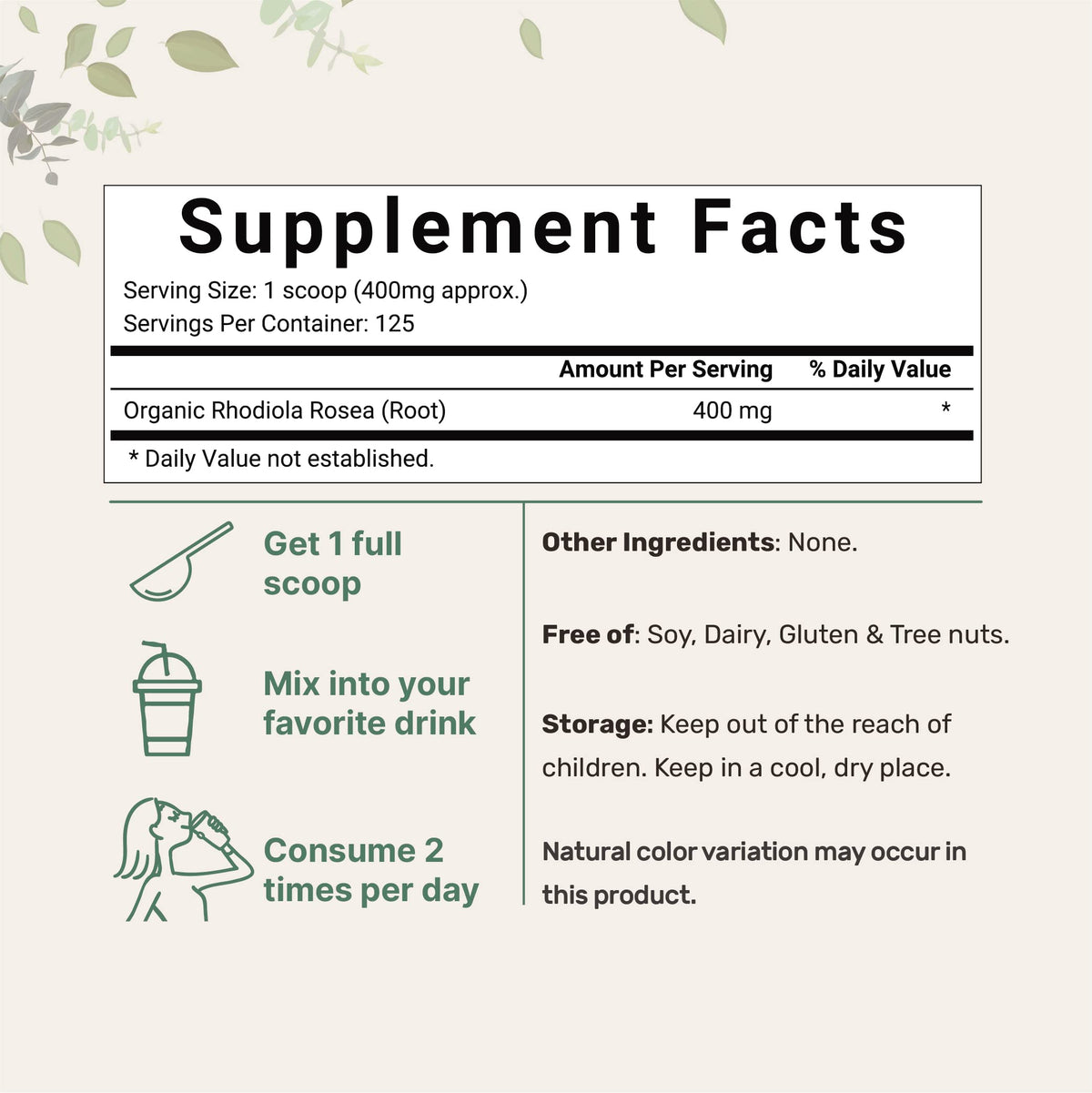 Micro Ingredients Organic Rhodiola Rosea Root Extract, 50g Powder | Adaptogenic Herb Micro Ingredients