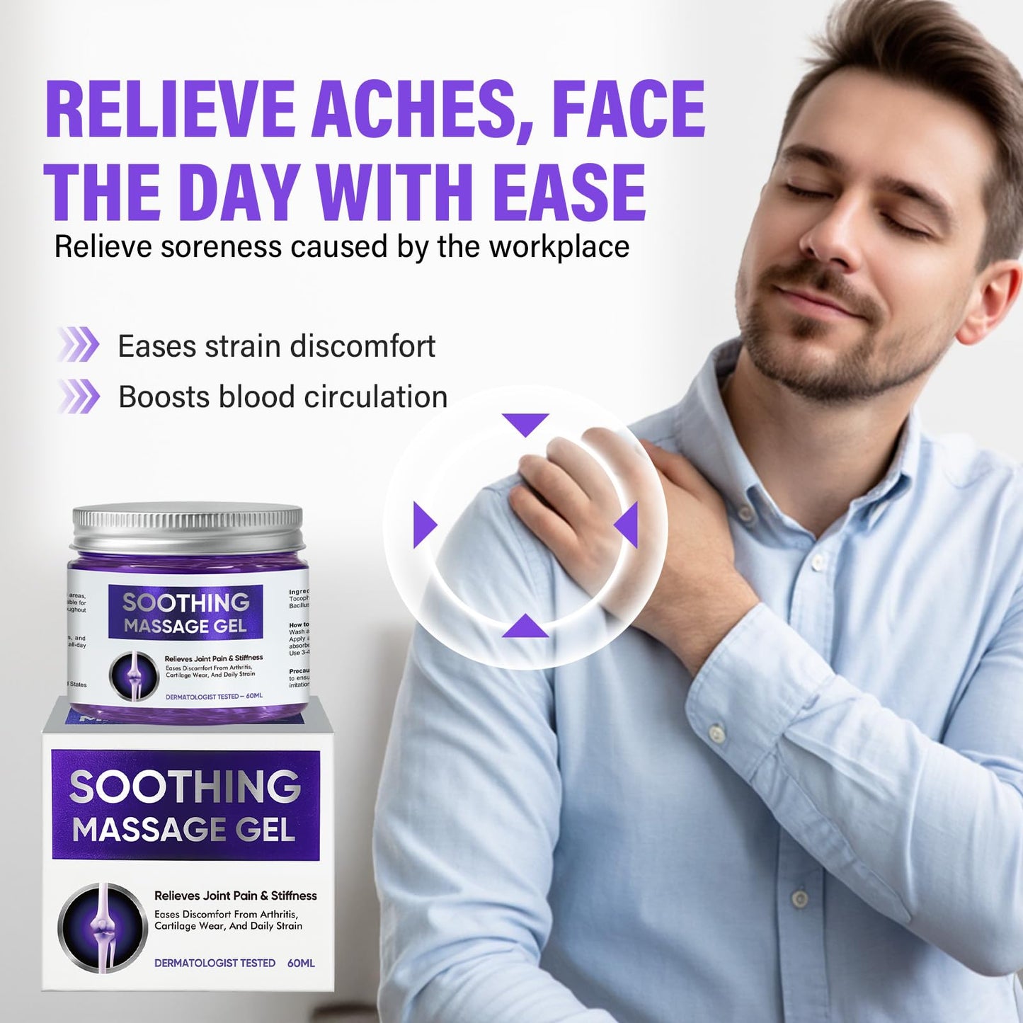 Joint Purple Gel, Fast-Absorbing Soothing Relief Massage Gel with Natural Extracts, Support Muscle, Joint, Shoulder, Knee, Back, Lumbar & Muscle Stiffness WKCWKC