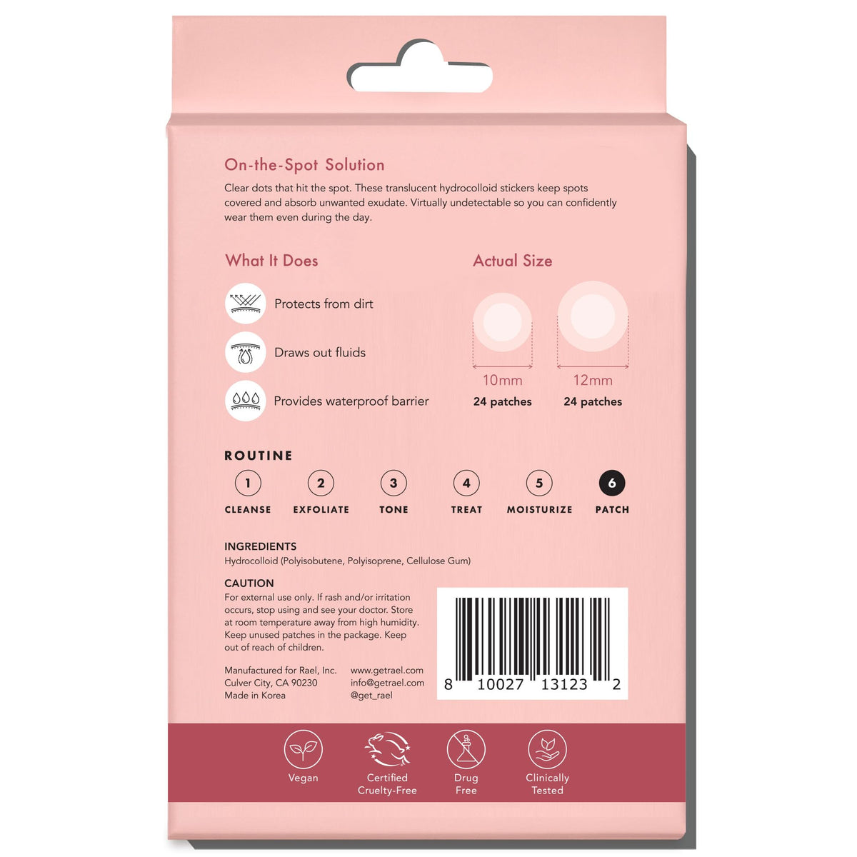 Rael Miracle Invisible Spot Cover Hydrocolloid Acne Pimple Patches (96 Ct) Rael
