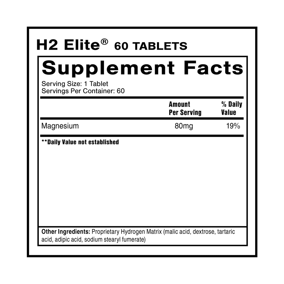 Quicksilver Scientific H2 Elite - Molecular Hydrogen for Energy + Metabolism Support, Water Tablets Perfect for Open Containers - Magnesium Malate Drink Additive (60 Molecular Hydrogen Tablets) Quicksilver Scientific