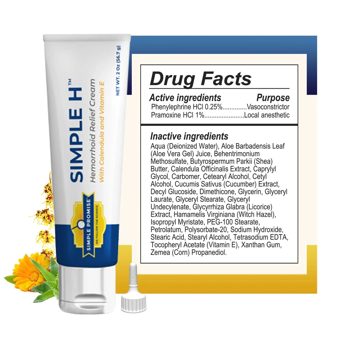 Simple Promise – Simple H Hemorrhoid Cream – Gentle Fast-Absorbing Formula with 28 Potent Ingredients & Enhanced Delivery System – Paraben-Free, Promotes Comfort & Relief, 2 oz Simple Promise