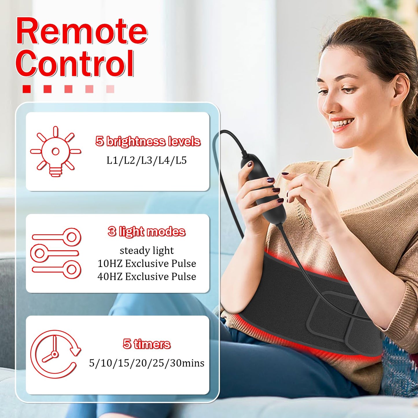 Red Light Therapy Belt Near-Infrared-Light Therapy Wrap for Body Wearable Large Pad Aptoyu