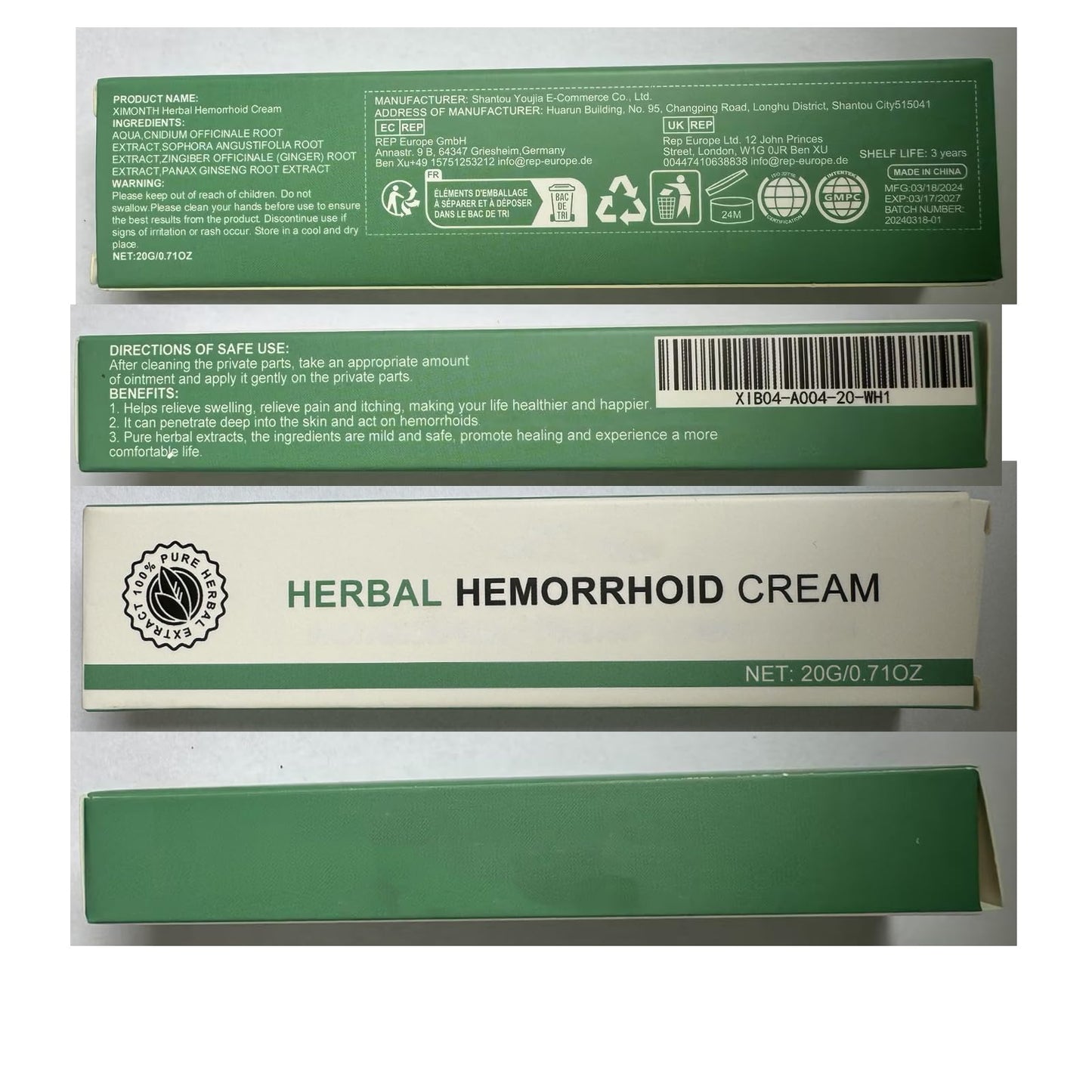 BITYEYE Herbal Hemorrhoids Cream,Hemorrhoid Cream,for Men and Women (1PCS) BITYEYE