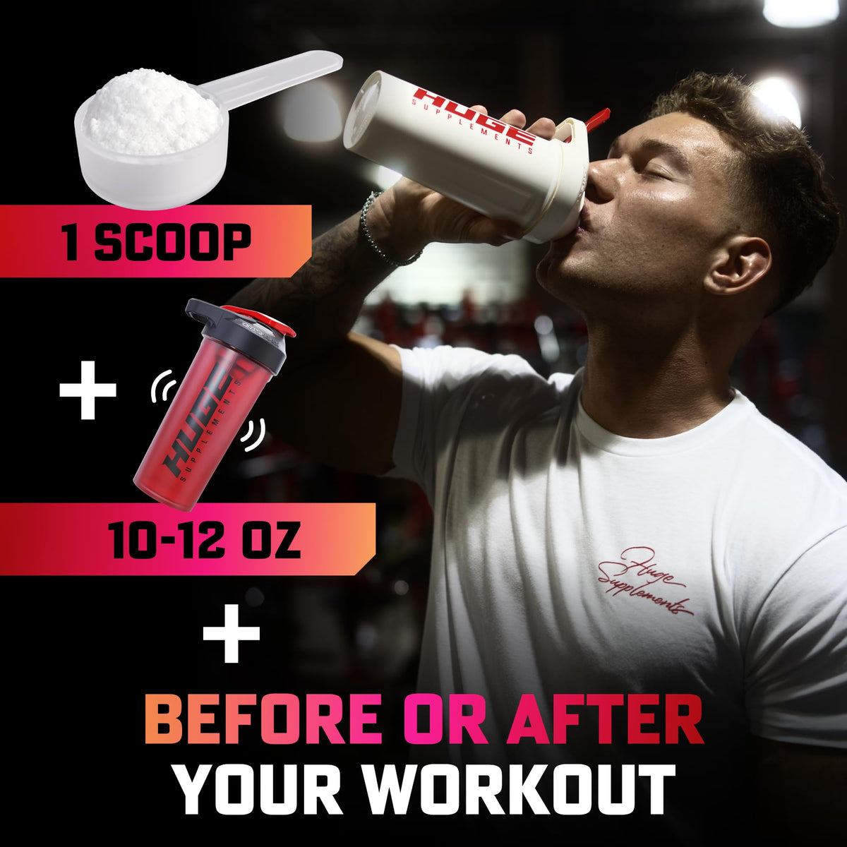 Huge Creatine HMB + LCLT, 5g Micronized Creatine Monohydrate with 3g HMB & 2g L-Carnitine L-Tartrate for Muscle Growth, Increased Strength, Enhanced Recovery & Improved Performance (Fruit Punch) Gsupps Australia