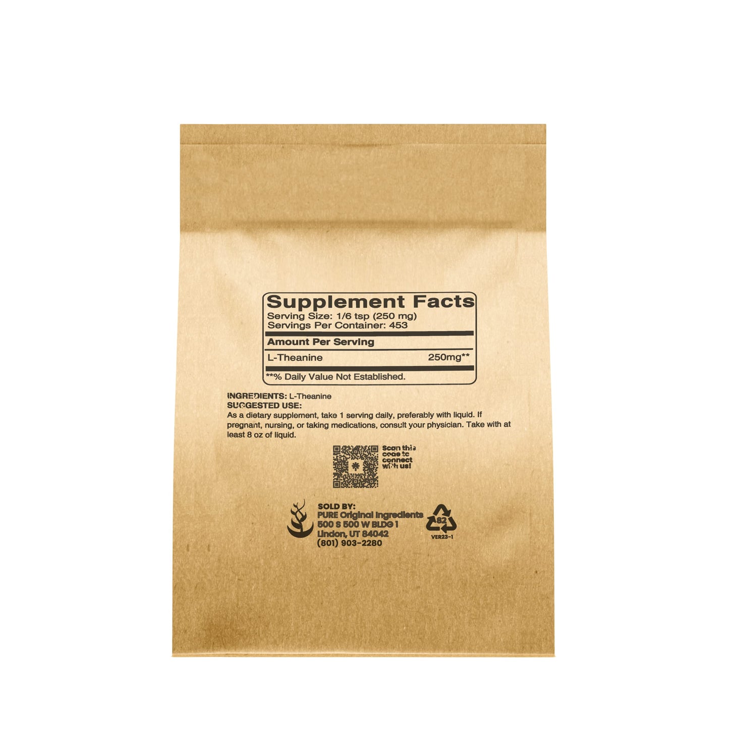 PURE ORIGINAL INGREDIENTS L-Theanine (4 oz) Amino Acid Supplement, No Additives or Fillers PURE ORIGINAL INGREDIENTS