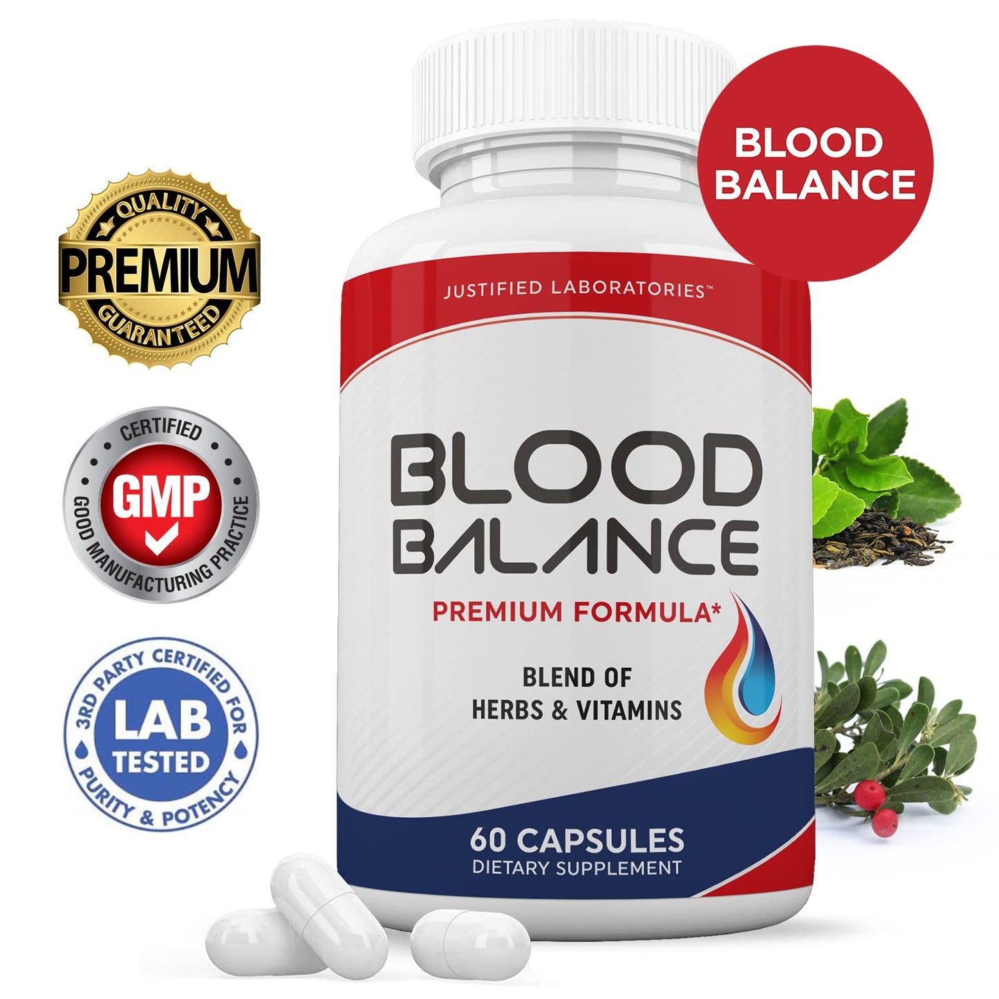 Blood Balance Advanced Formula 620MG Formula Supplement Pills 60 Capsules Justified Laboratories