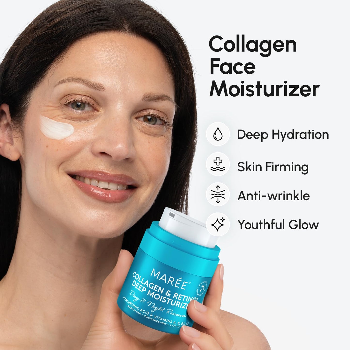 MAREE Face Moisturizer Retinol Cream for Face – Daily Wrinkle Cream for Women – Anti-Aging Face Cream – Facial Moisturizer with Collagen MAREE