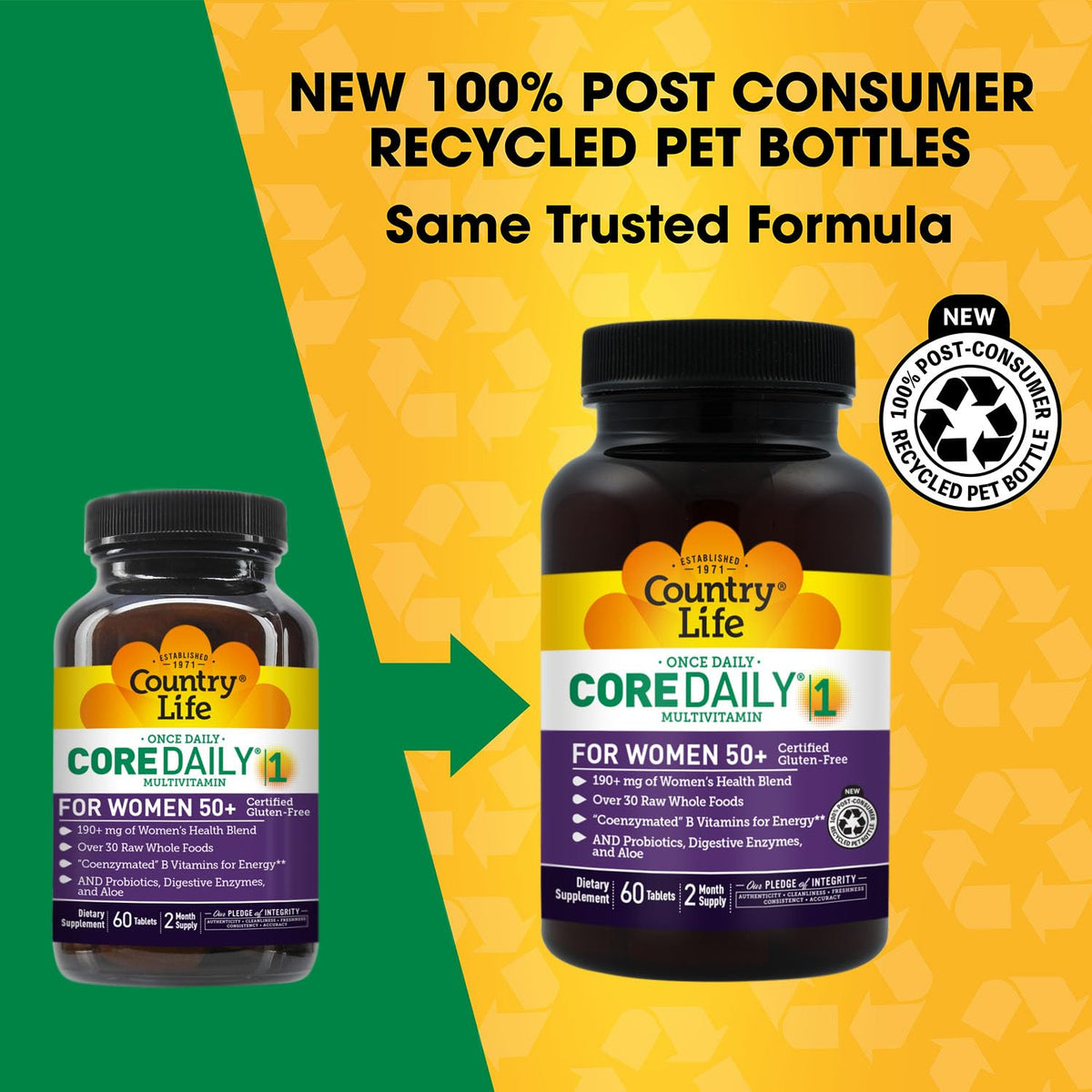 Country Life CORE Daily-1 for Women 50+ Multivitamin - Formulated for Women Over 50, Complete Daily Nutrition with Women's Health Blend, Coenzymated B Vitamins, Probiotics, and Digestive Enzymes Country Life