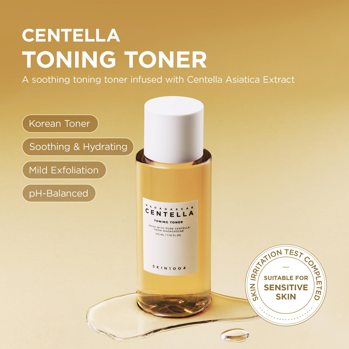 SKIN1004 Centella Toning Toner 7.10 fl.oz, 210ml, Korean Face Toner with Madagascar Centella Asiatica & Hyaluronic Acid for Hydrating SKIN1004