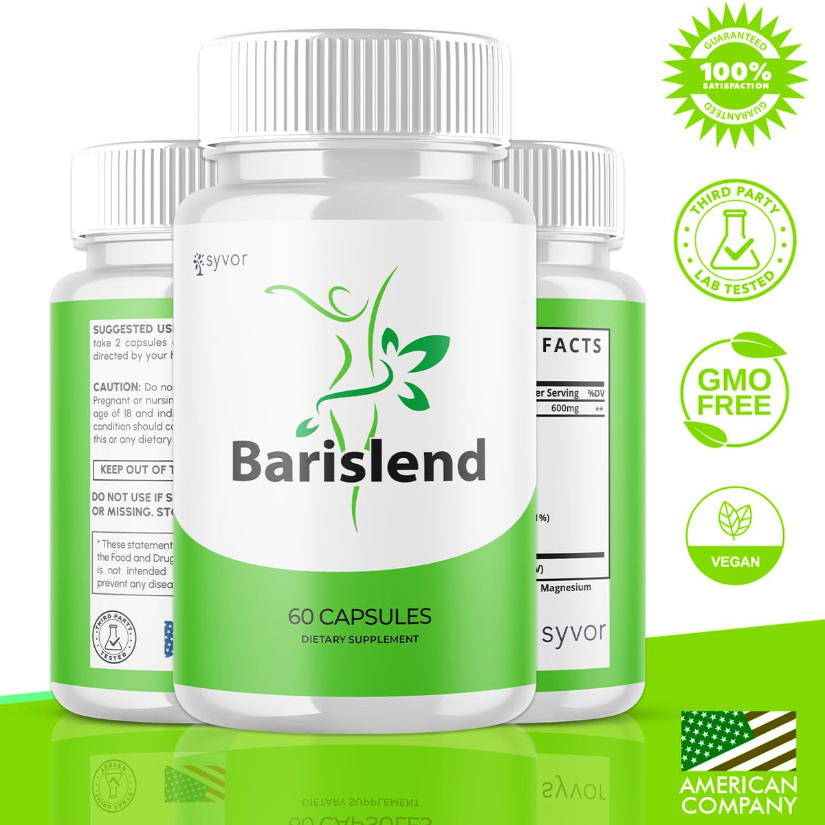 (3 Pack) Barislend Capsules, Official Barislend Pink Salt Pills with All Natural Ingredients, Bari-Slend Advanced Formula Vitamin Pills for Health and Wellness Support for Men and Women (180 Capsules) Syvor