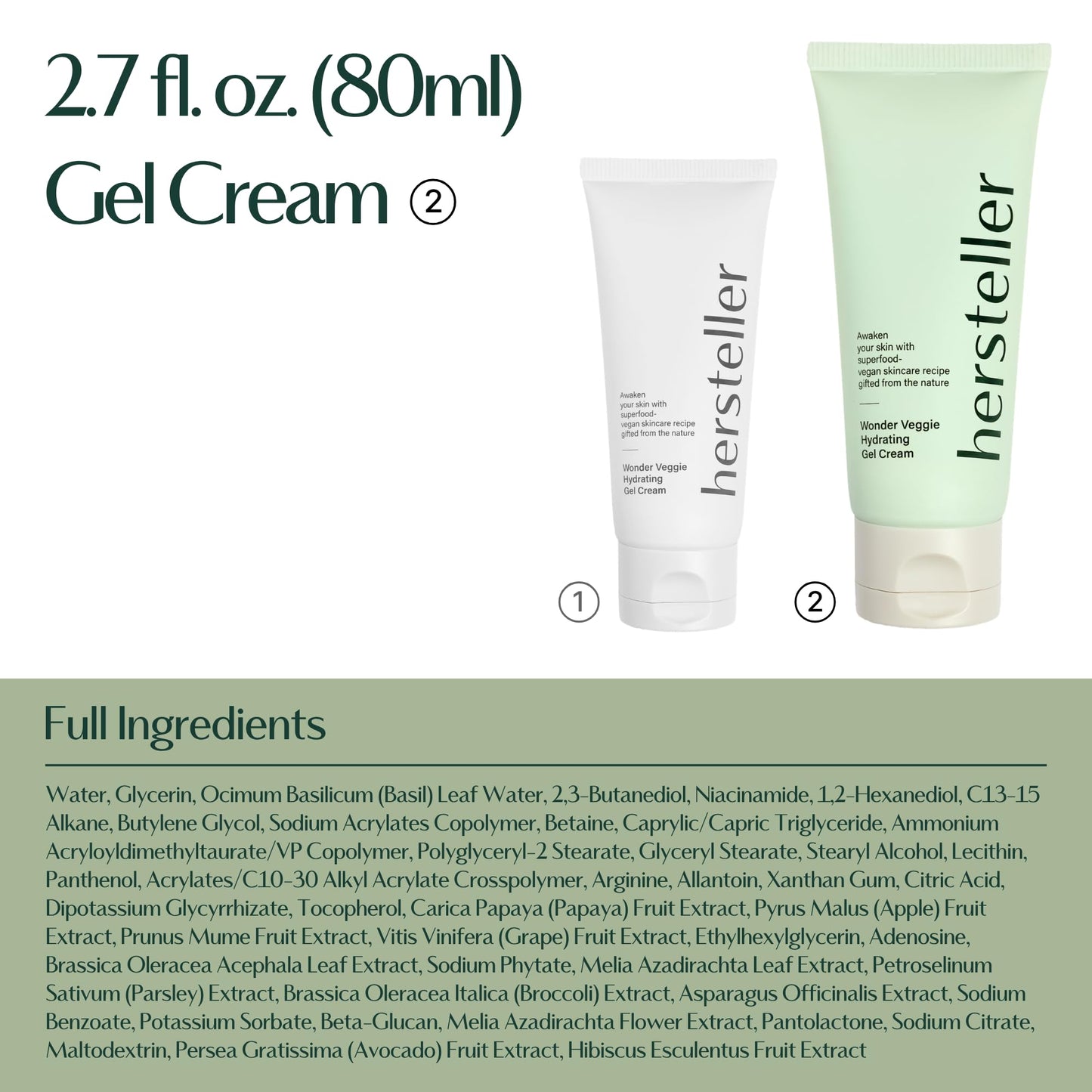Hersteller Wonder Veggie Hydrating Gel Cream, Vegan K-Beauty Face Moisturizer with 72% Kale Extract, Lightweight Non-Sticky 24H Hydration for Sensitive Skin, Value Size, 2.7 fl oz / 80ml Hersteller