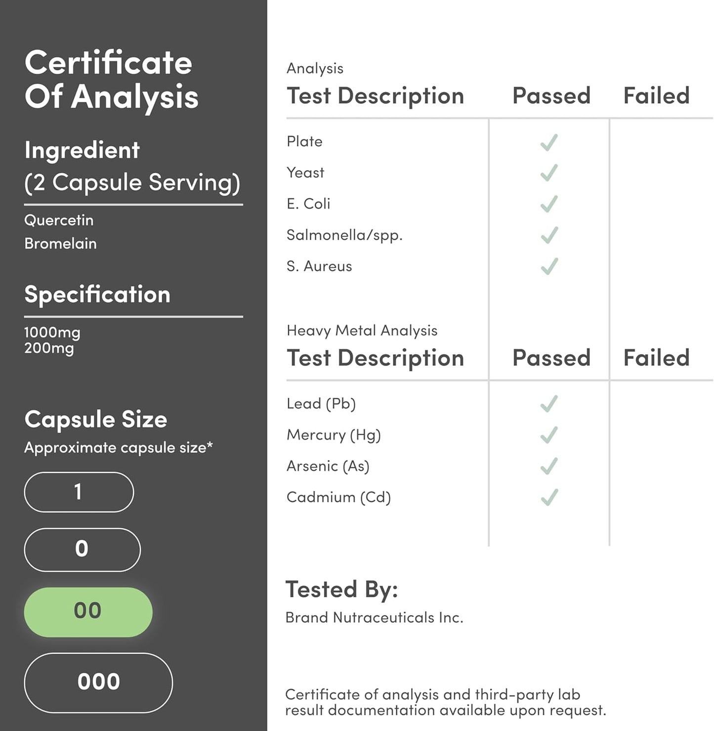 Quercetin with Bromelain - 96% Highly Purified - 120 Count (1,200mg Servings) - Supports Healthy Immune Functions in Men and Women (Vegan Safe, Third Party Tested, Gluten Free) by Double Wood Gsupps Australia