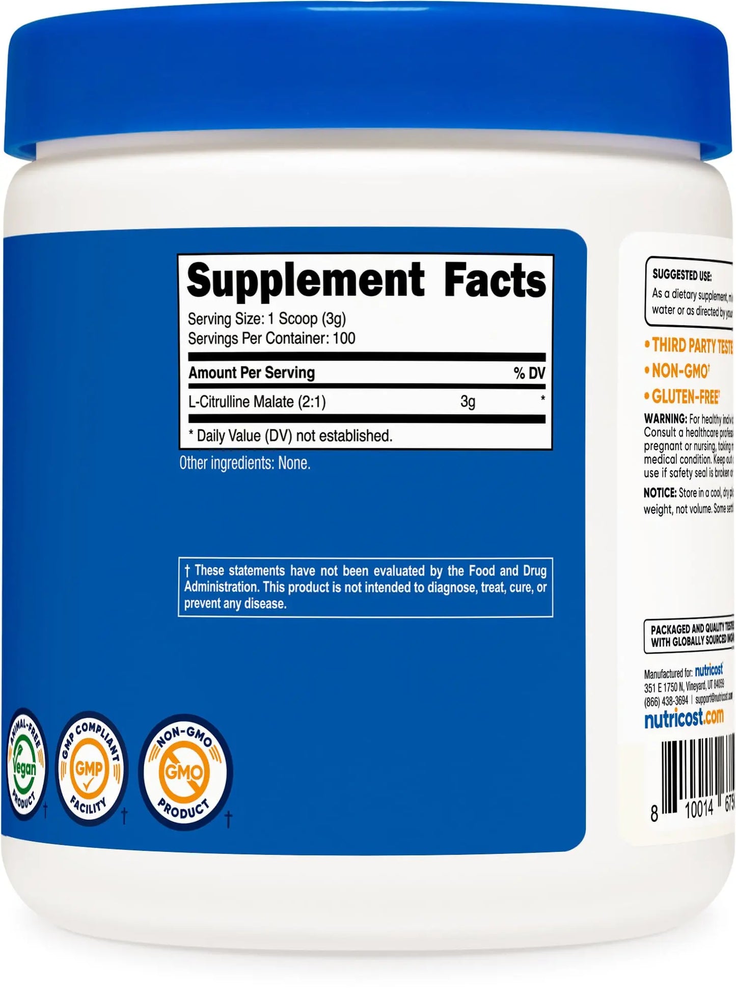 Nutricost L-Citrulline Malate (2:1) Powder (300 Grams) Nutricost