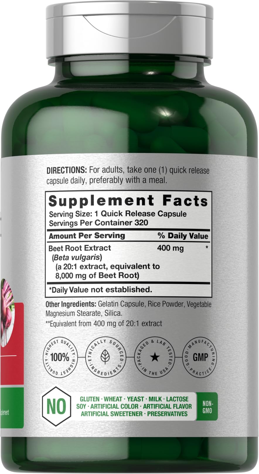 Horbäach Beet Root Powder Capsules | 320 Pills | Non-GMO, Gluten Free Formula | High Potency Herbal Extract Supplement Horbäach