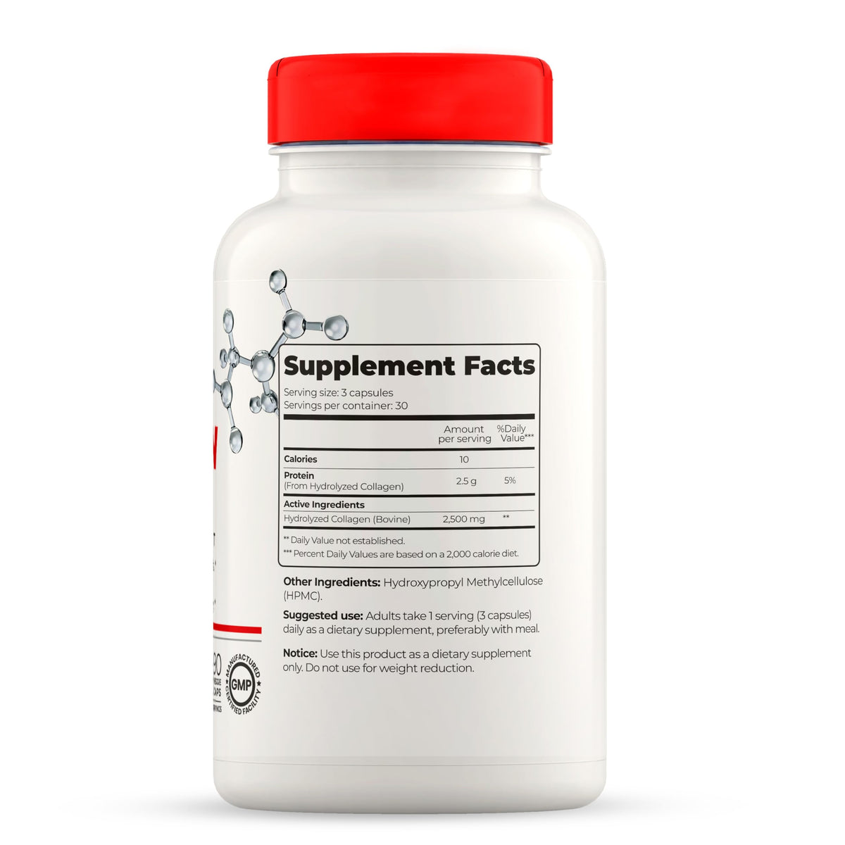 Full Life Hydrolyzed Collagen Supplements - Bovine Collagen Pills for Women and Men - Kosher Collagen Capsules, Gluten-Free - 90 Veggie Capsules 2,500mg Full Life