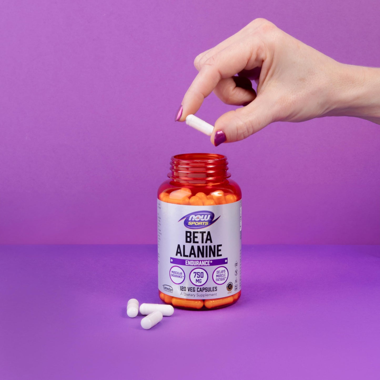 NOW Foods Sports Nutrition, Beta-Alanine 750 mg, Delays Muscle Fatigue*, Endurance*, 120 Veg Capsules NOW Foods