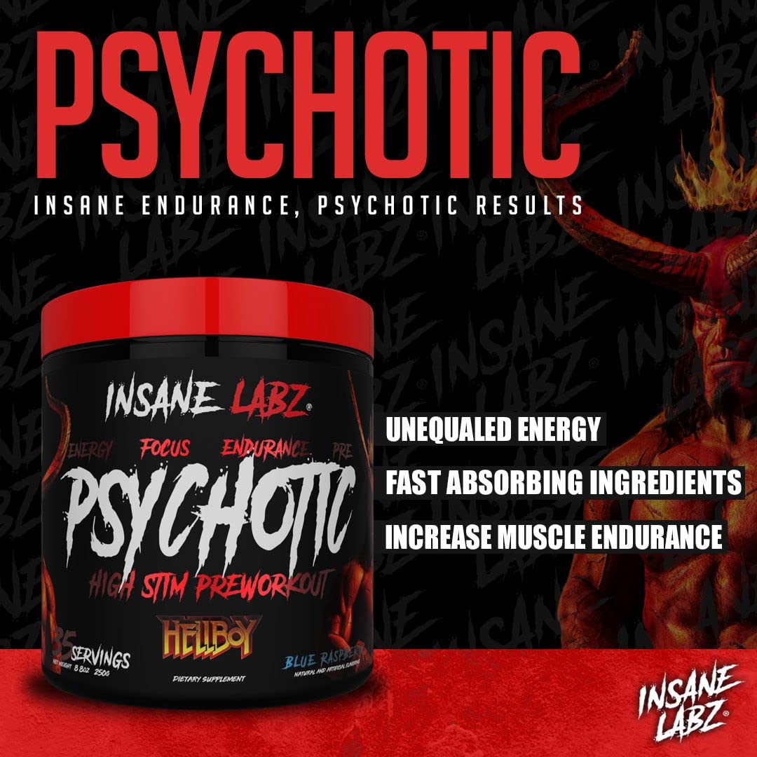 Insane Labz Hellboy Edition, High Stimulant Pre Workout Powder and NO Booster with Beta Alanine, L Citrulline, and Caffeine, Boosts Focus, Energy, Endurance, Nitric Oxide Levels, 35 Srvgs, Fruit Punch Gsupps Australia